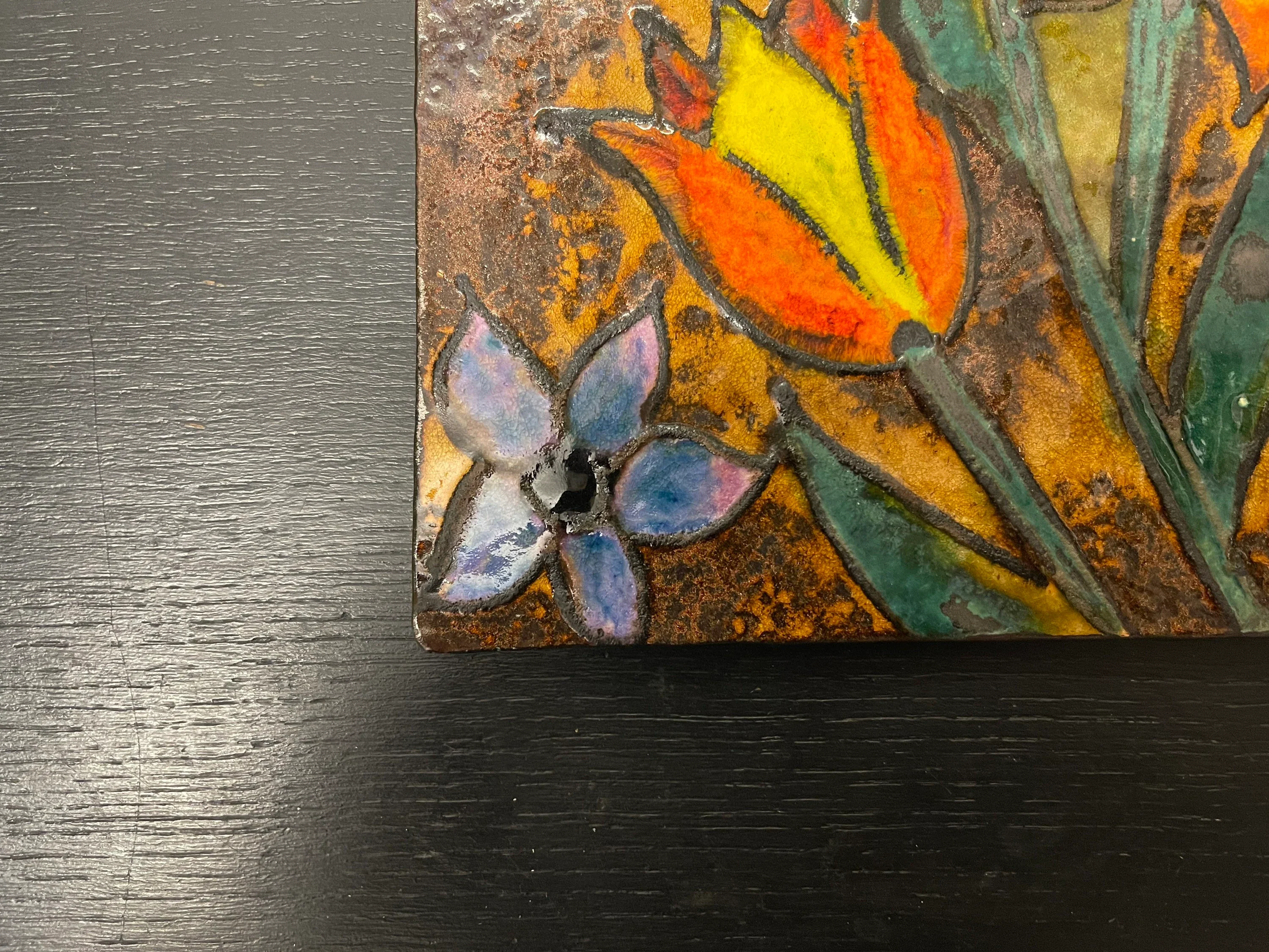 1960s Ruscha Art Floral Design Hand Painted Ceramic Mural Germany - Image 5