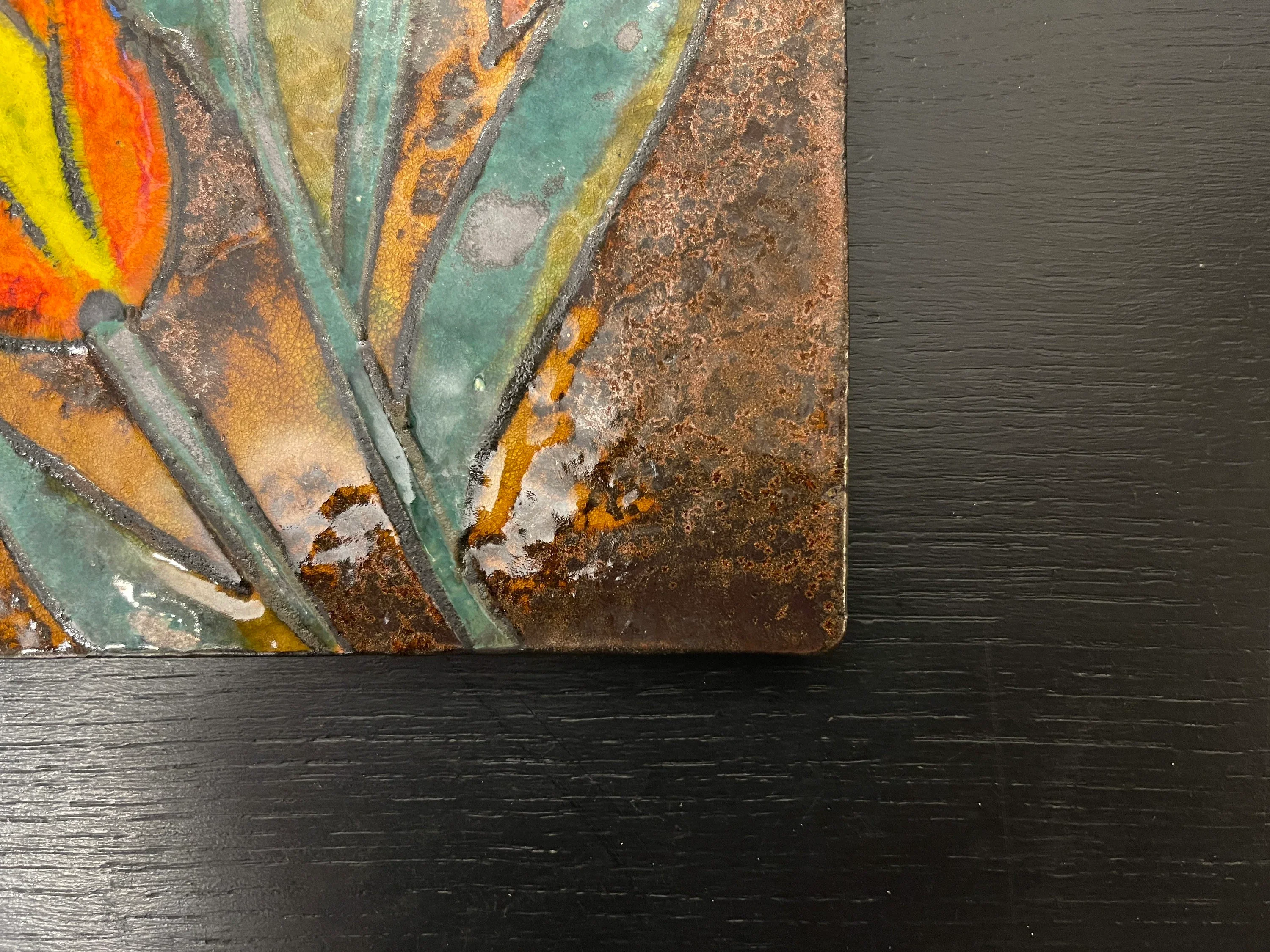 1960s Ruscha Art Floral Design Hand Painted Ceramic Mural Germany - Image 6