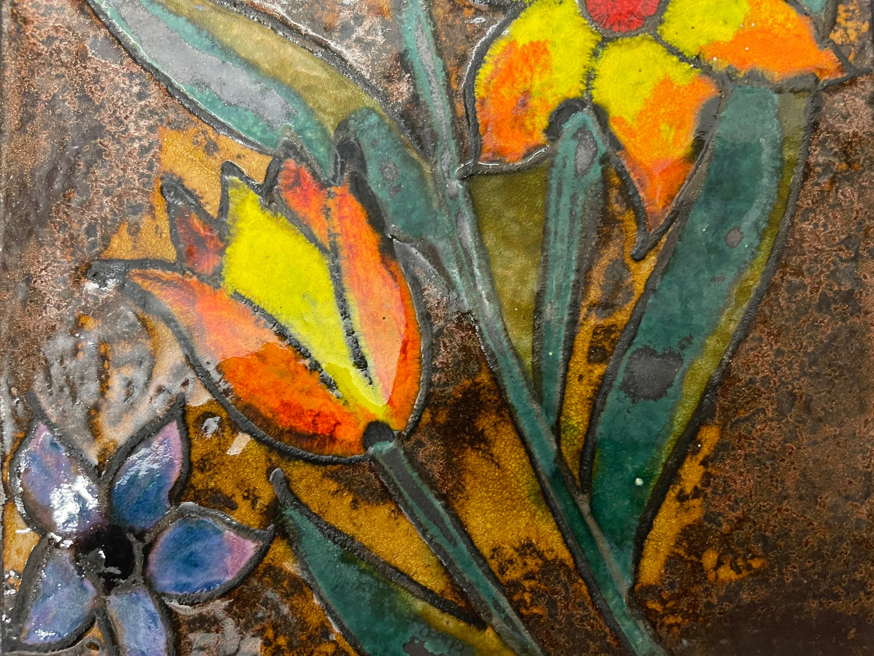 1960s Ruscha Art Floral Design Hand Painted Ceramic Mural Germany - Image 8