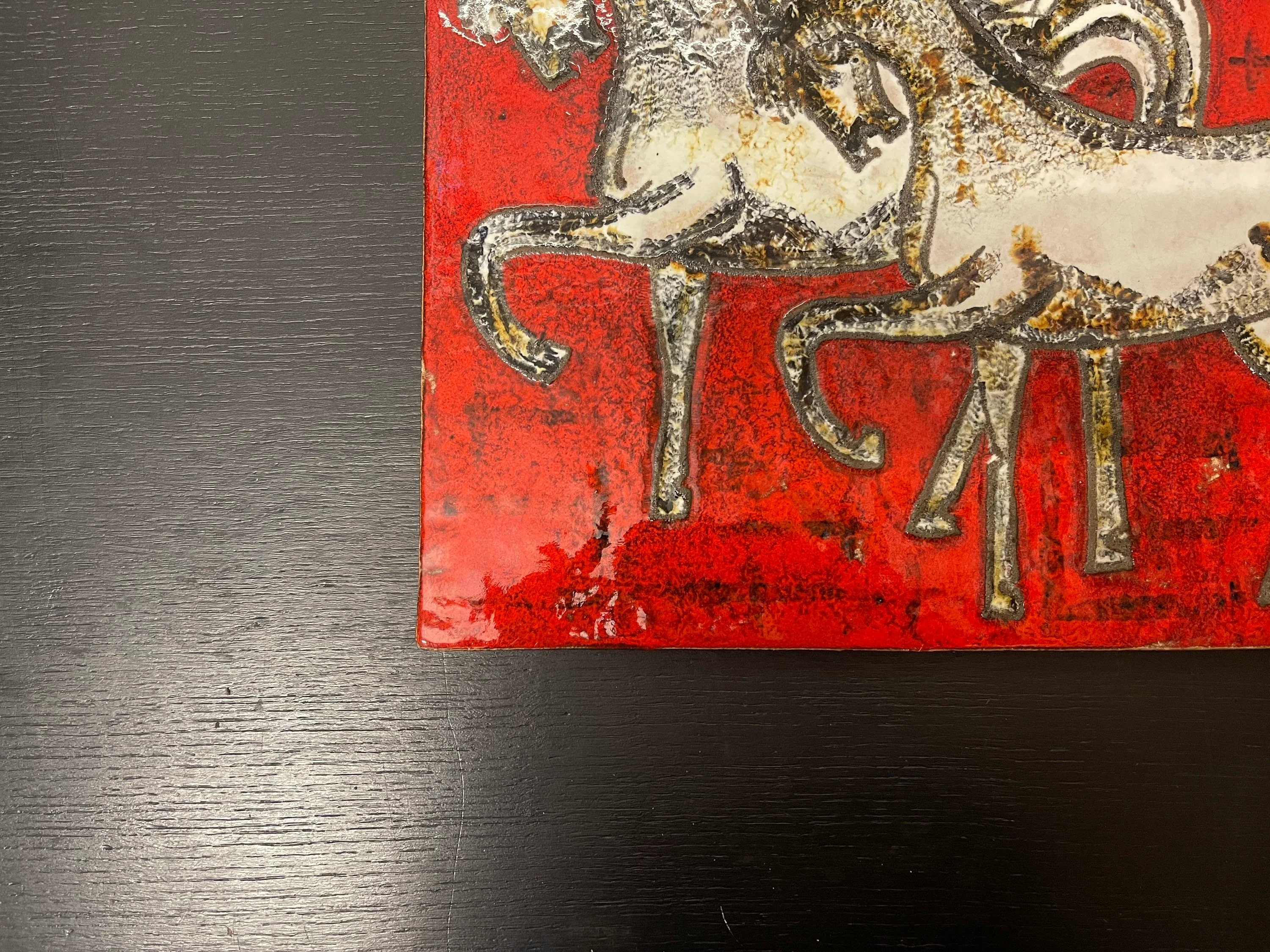 1960s Ruscha Art Stallions Hand Painted Ceramic Mural Germany - Image 4