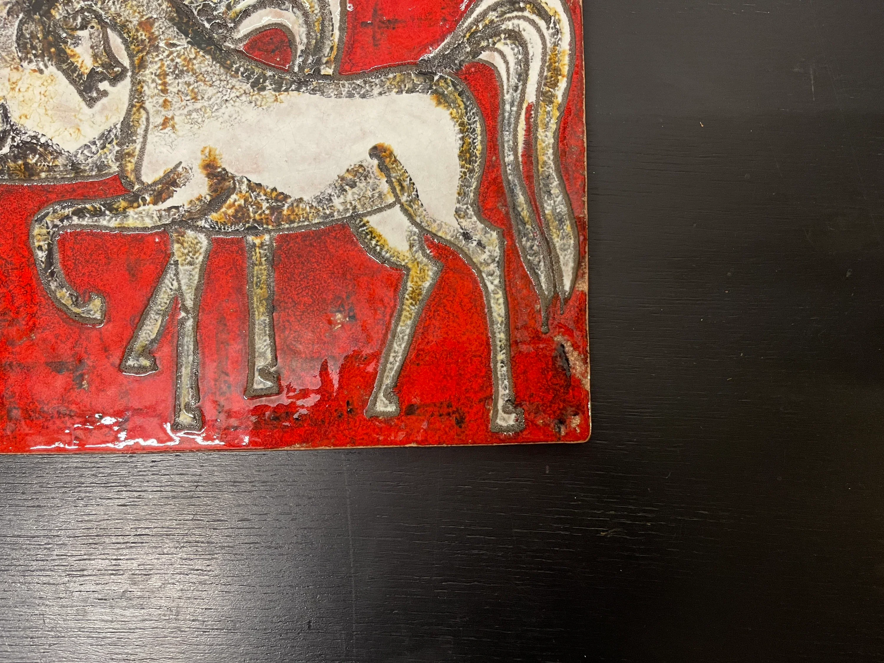 1960s Ruscha Art Stallions Hand Painted Ceramic Mural Germany - Image 5