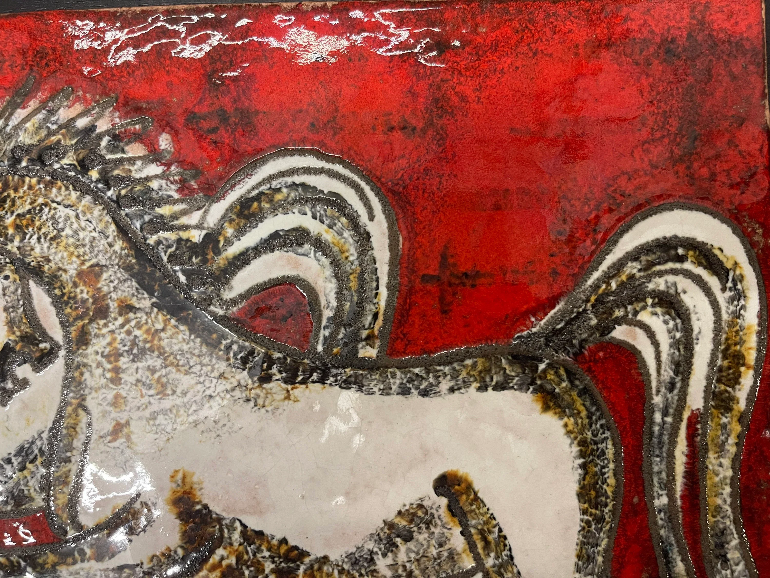 1960s Ruscha Art Stallions Hand Painted Ceramic Mural Germany - Image 7