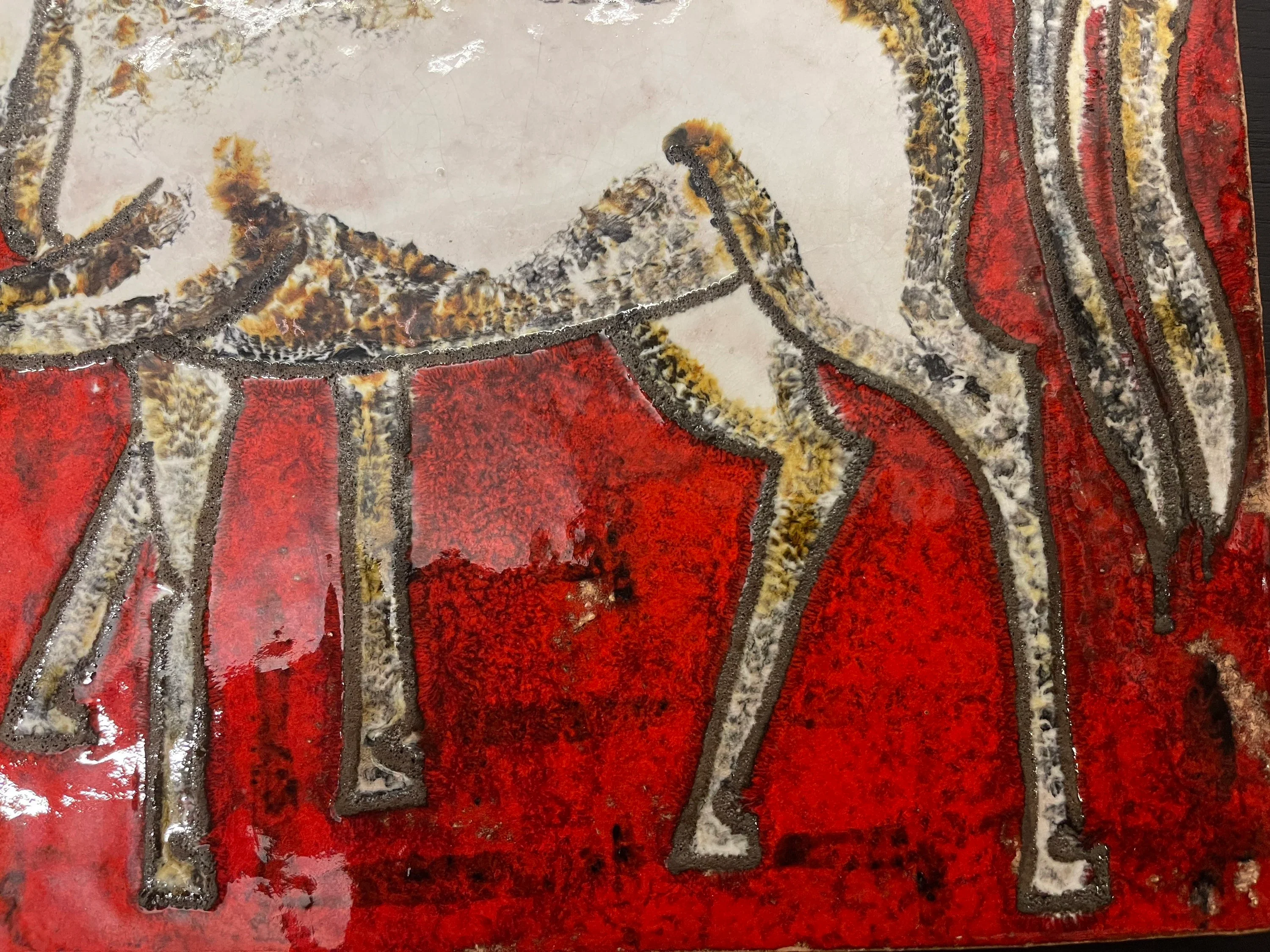 1960s Ruscha Art Stallions Hand Painted Ceramic Mural Germany - Image 9