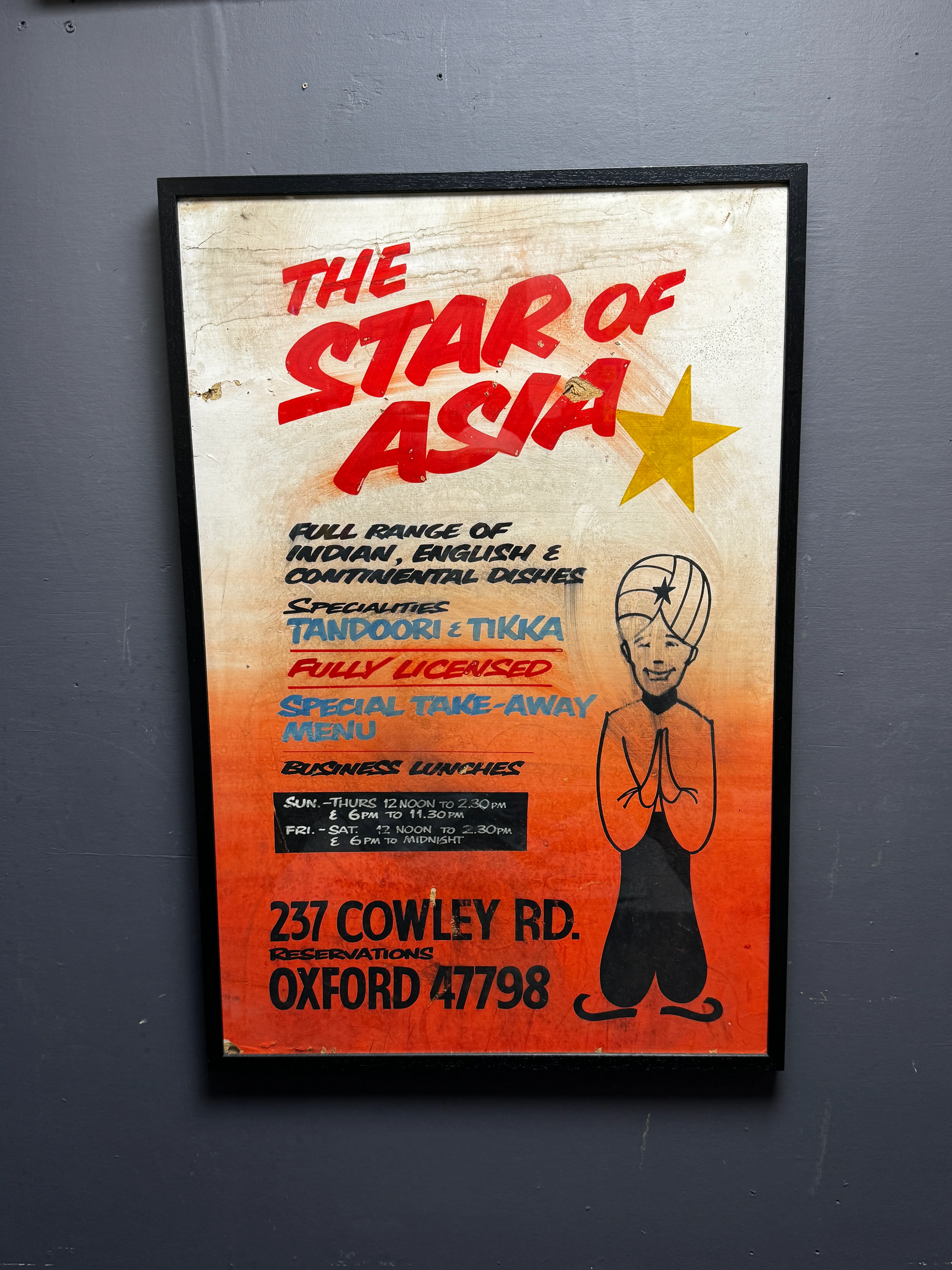 1960s - 70s Hand Painted ‘ The Star Of Asia ‘ Shop Sign - Image 3