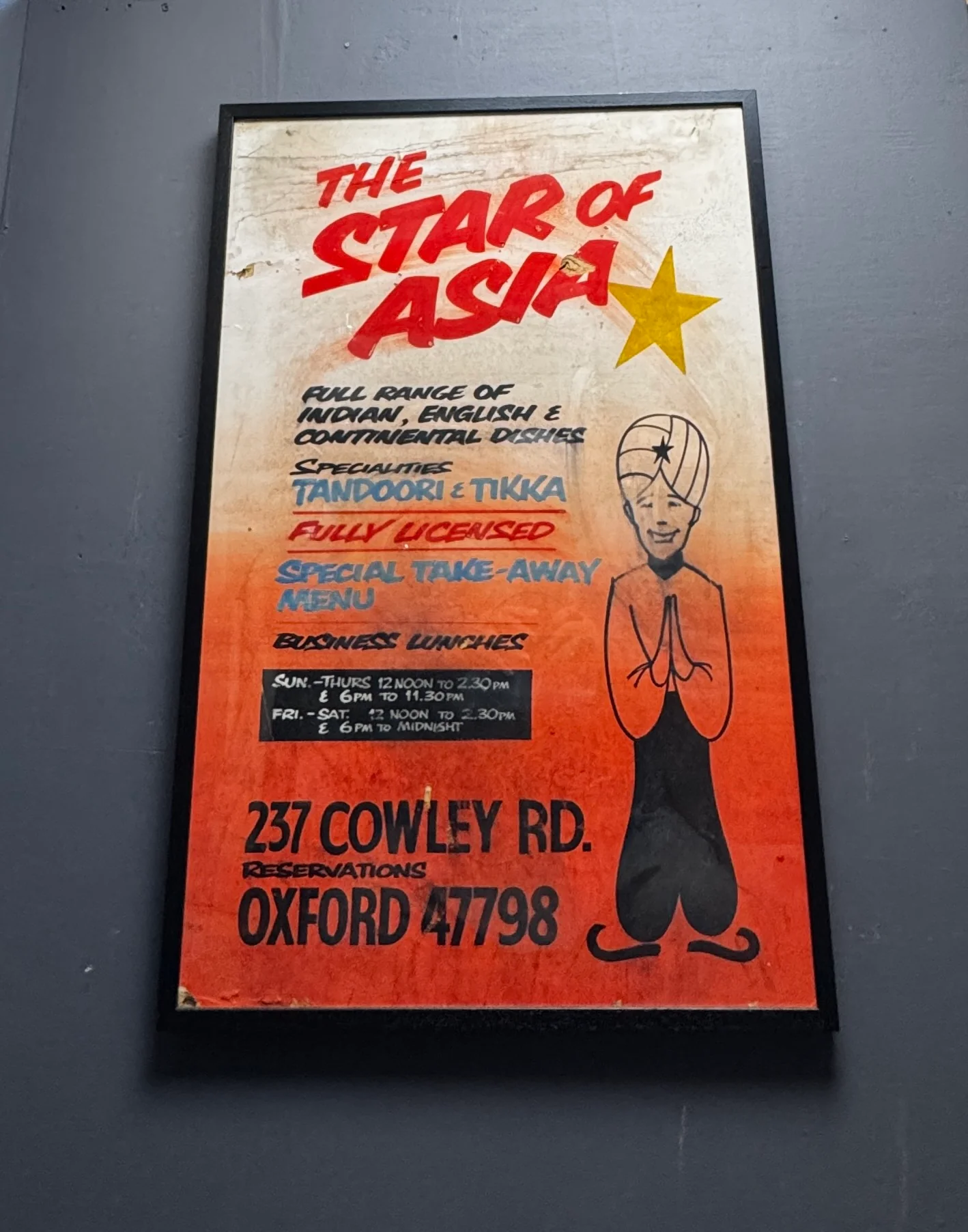 1960s - 70s Hand Painted ‘ The Star Of Asia ‘ Shop Sign - Image 4