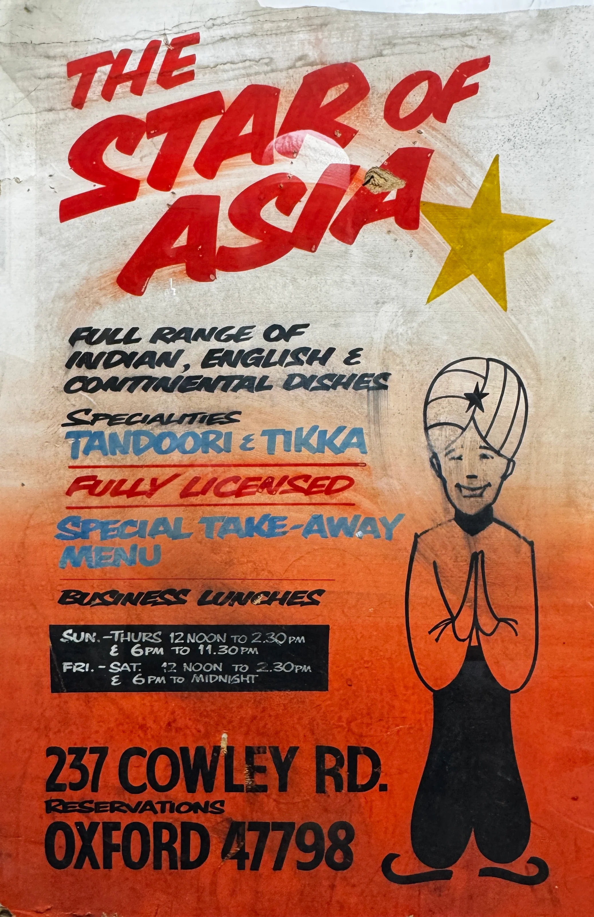 1960s - 70s Hand Painted ‘ The Star Of Asia ‘ Shop Sign - Image 5