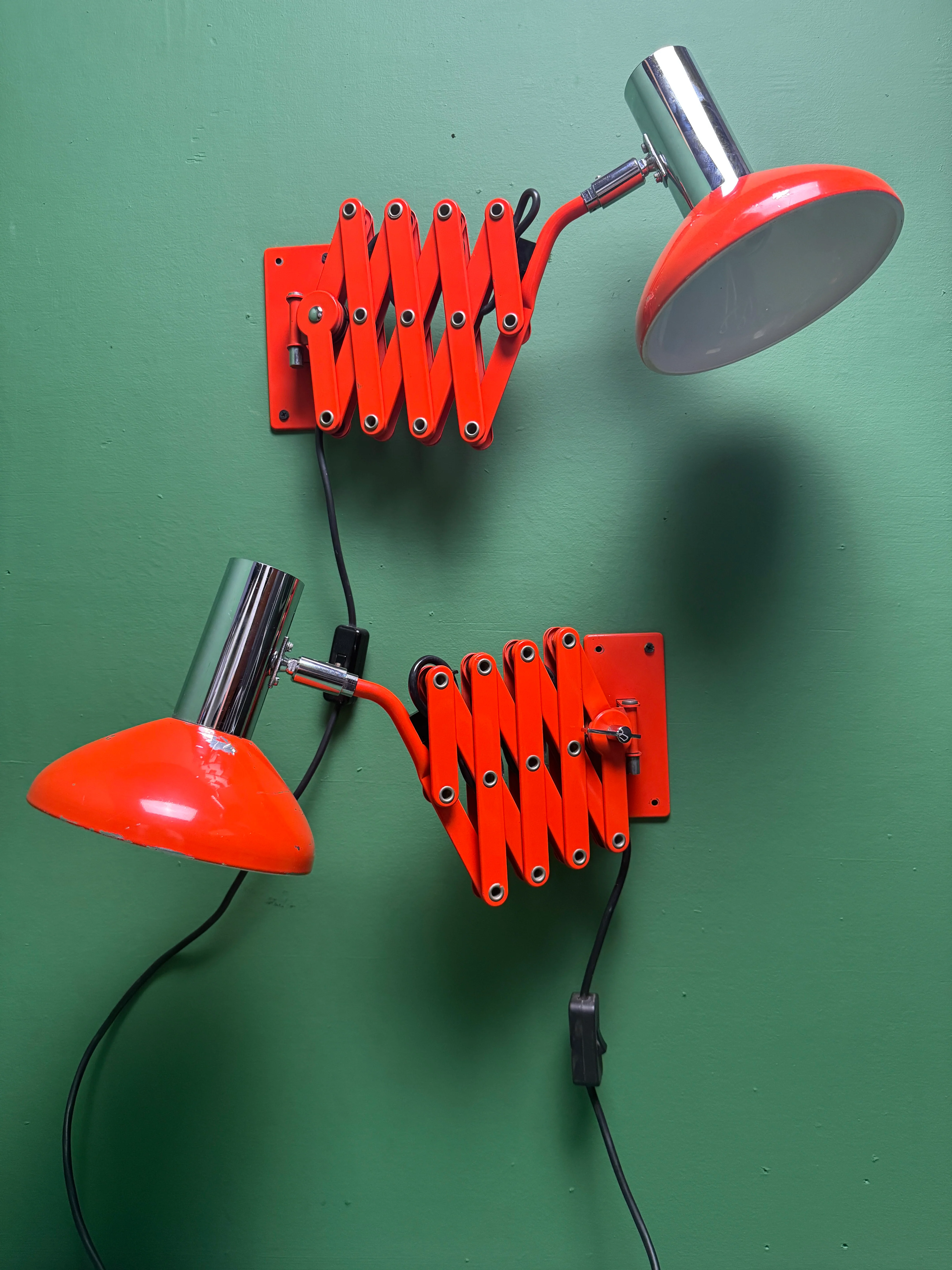 1970s Bright Orange Scissor Lamps By SIS Germany. - Image 6
