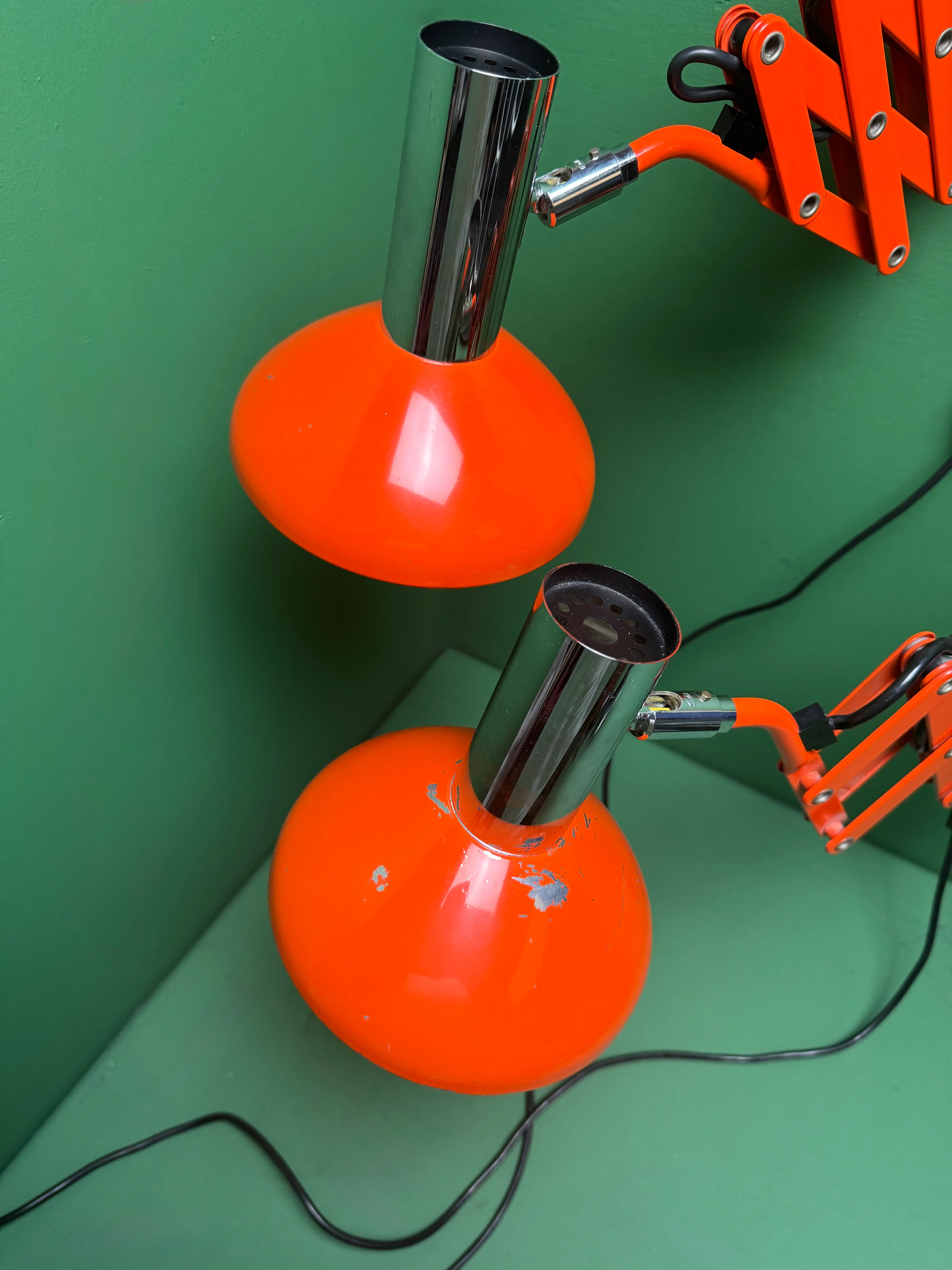 1970s Bright Orange Scissor Lamps By SIS Germany. - Image 9