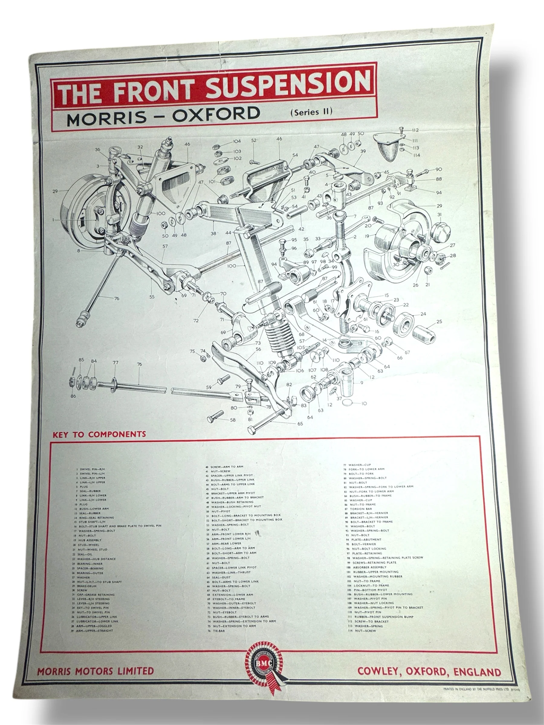 B.M.C. British Motor Corporation Educational Poster Circa 1950s