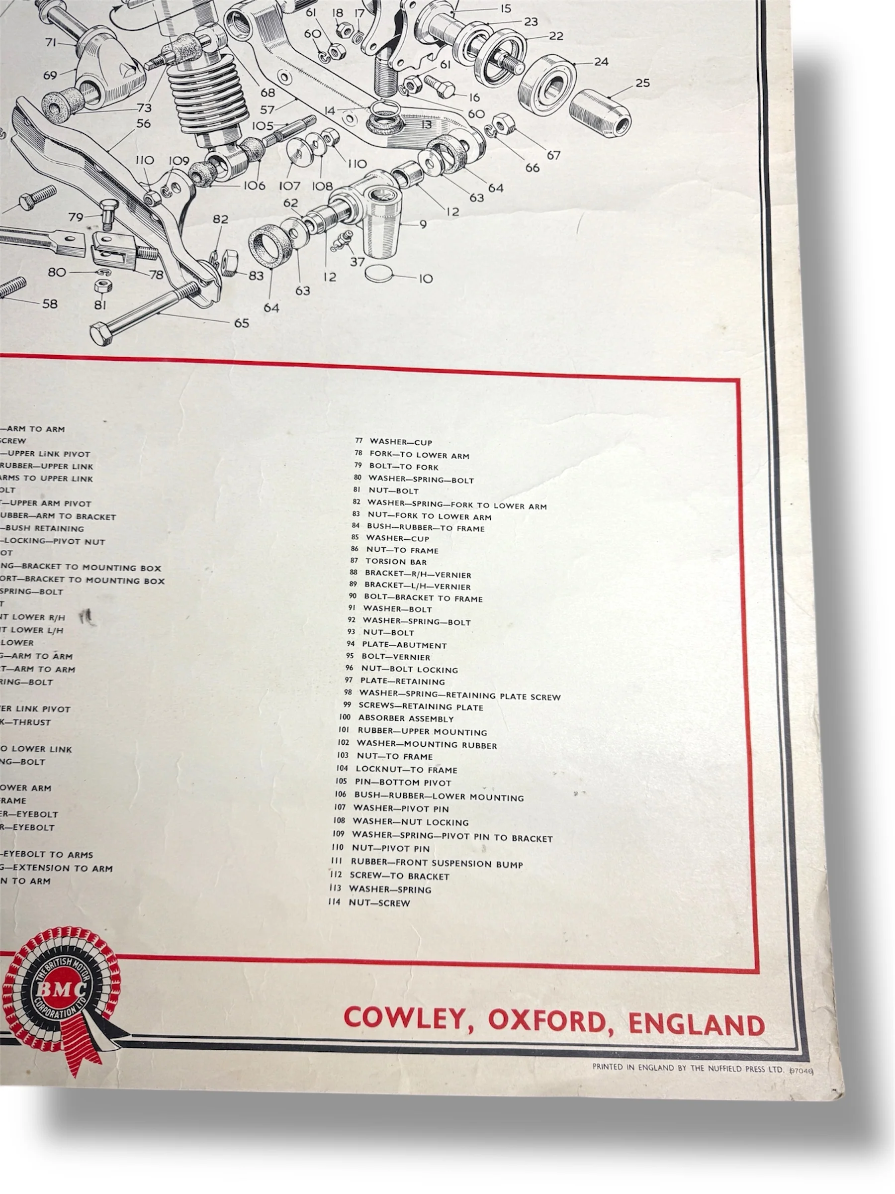 B.M.C. British Motor Corporation Educational Poster Circa 1950s - Image 6