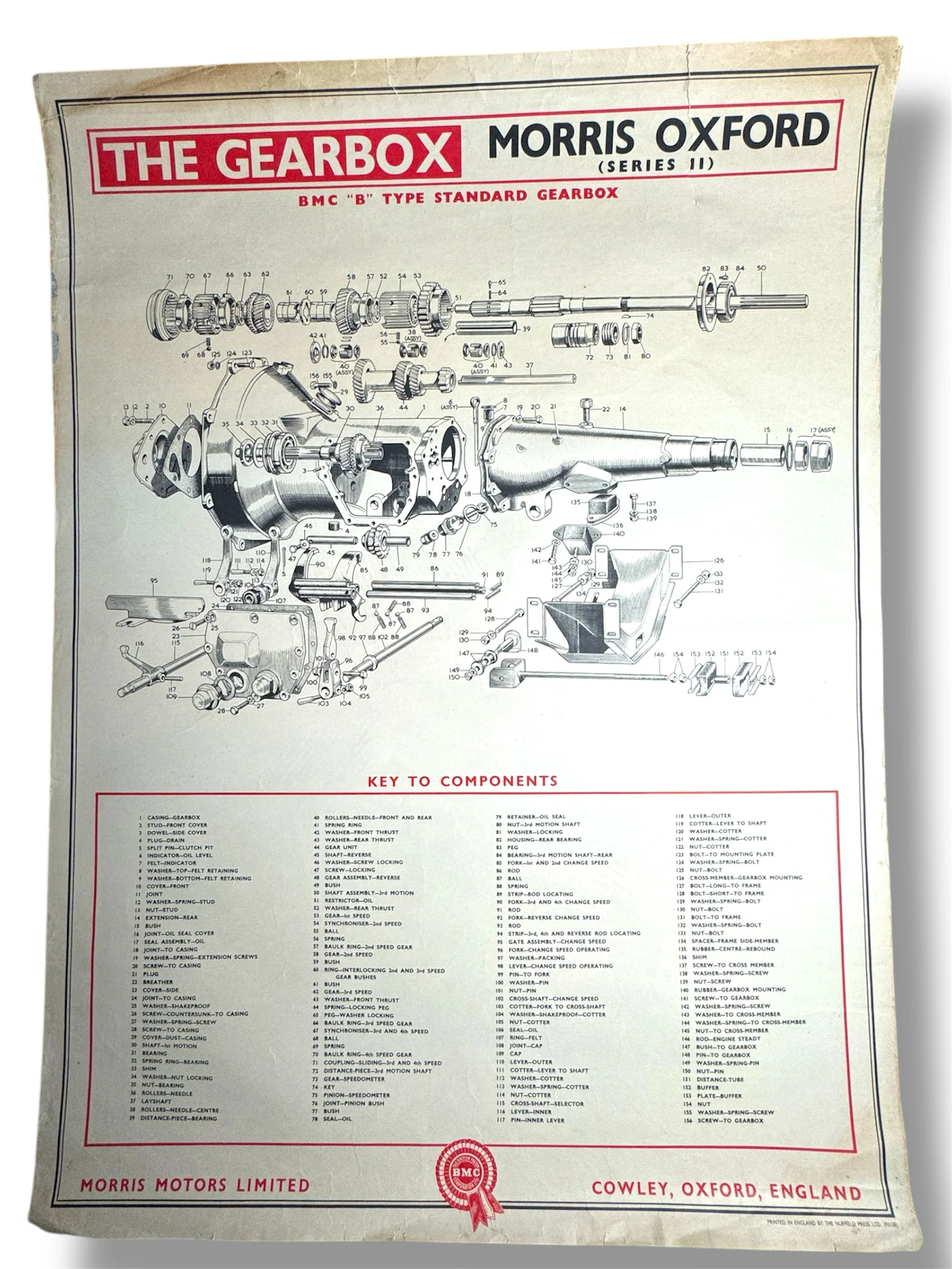 B.M.C. British Motor Corporation Educational Poster Circa 1950s