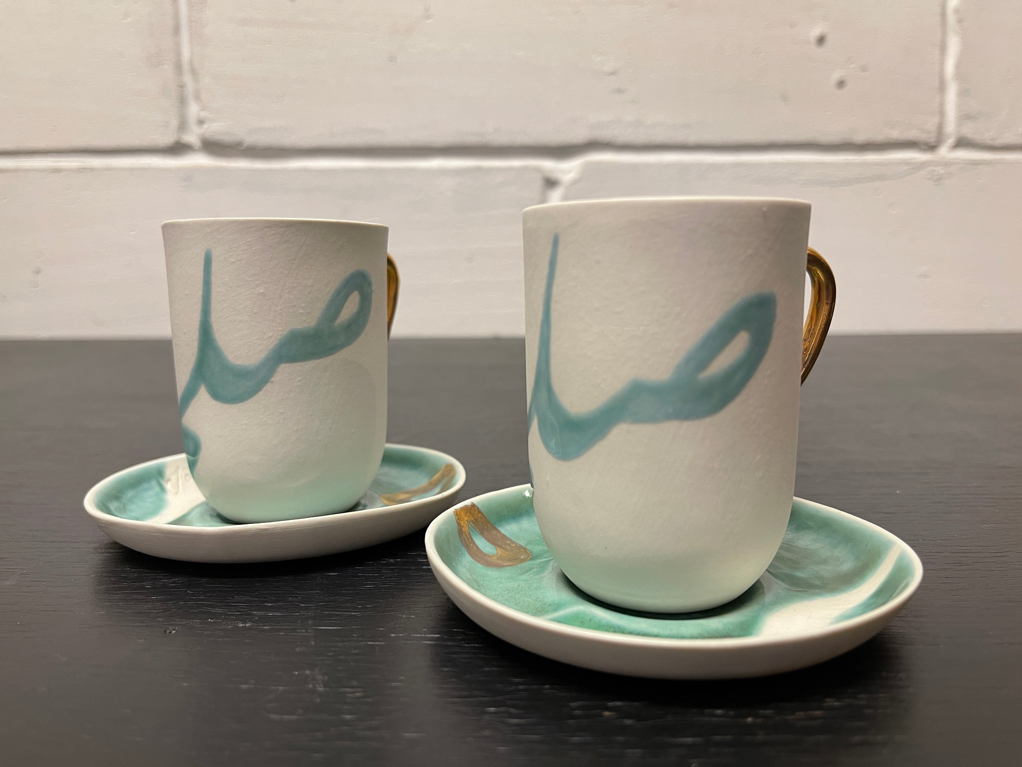 Hand Made Turkish Coffee / Espresso Cups By Renowned Design Ceramicist Saliha Kartal