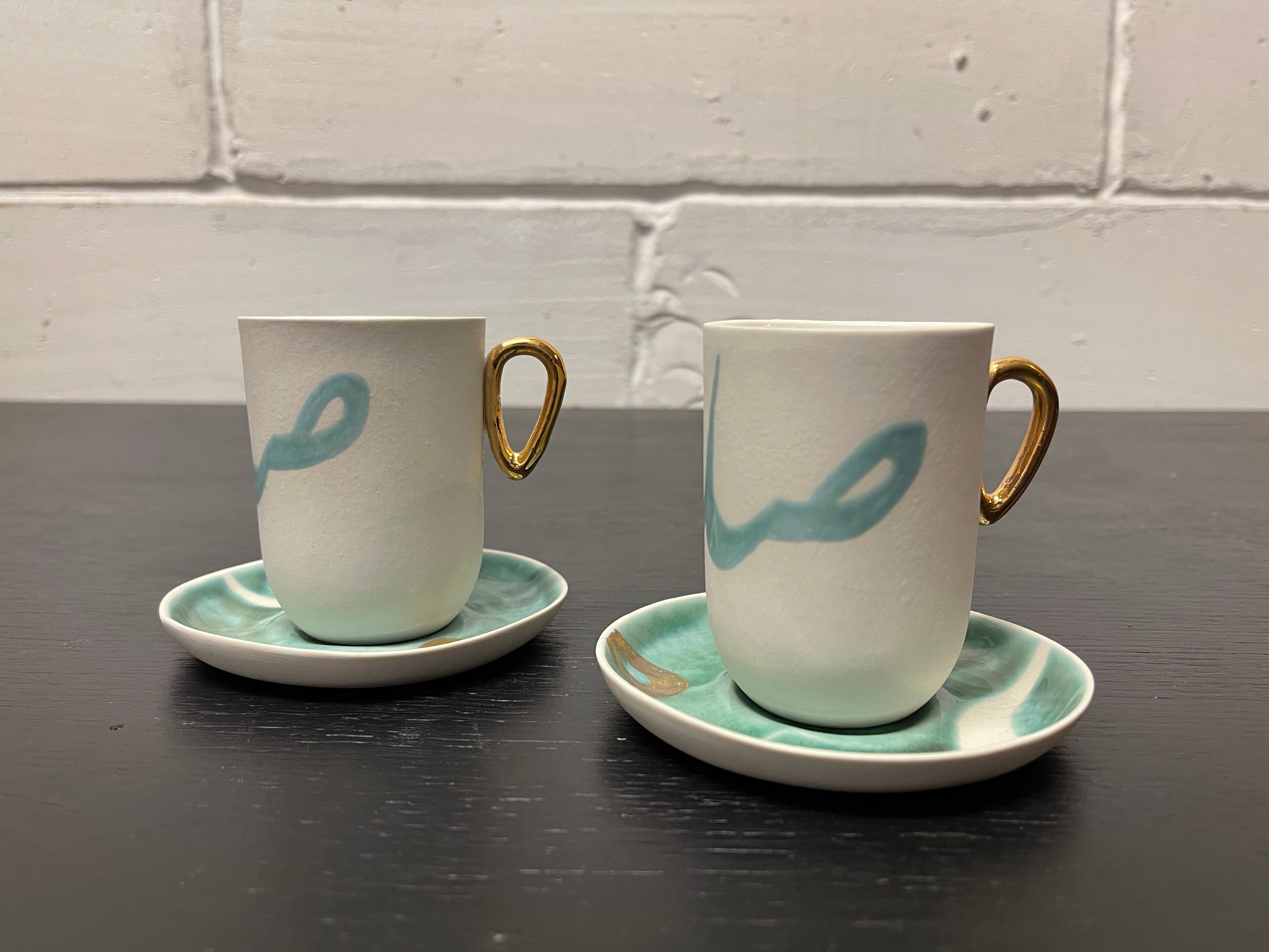 Hand Made Turkish Coffee / Espresso Cups By Renowned Design Ceramicist Saliha Kartal - Image 2