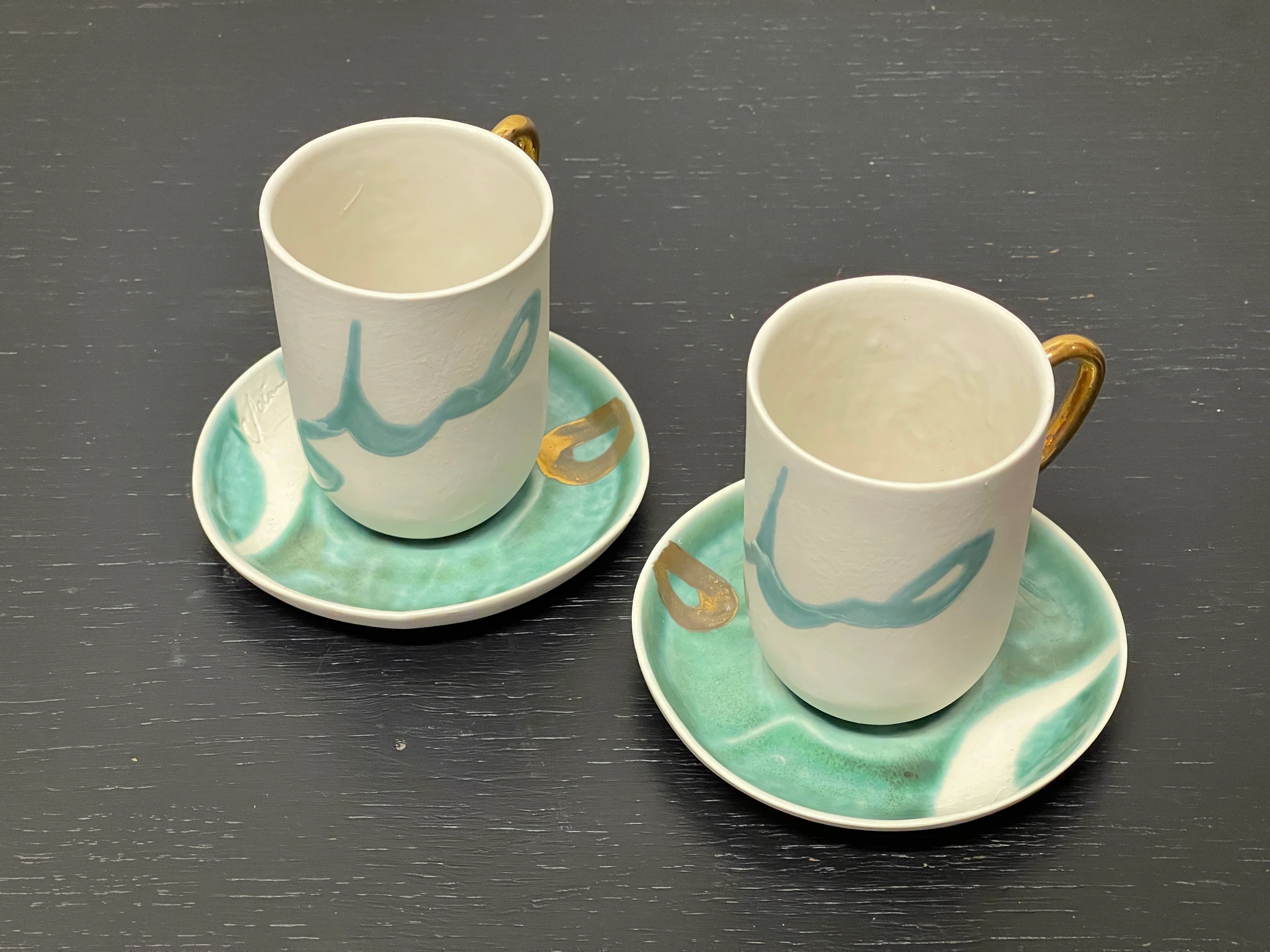 Hand Made Turkish Coffee / Espresso Cups By Renowned Design Ceramicist Saliha Kartal - Image 3