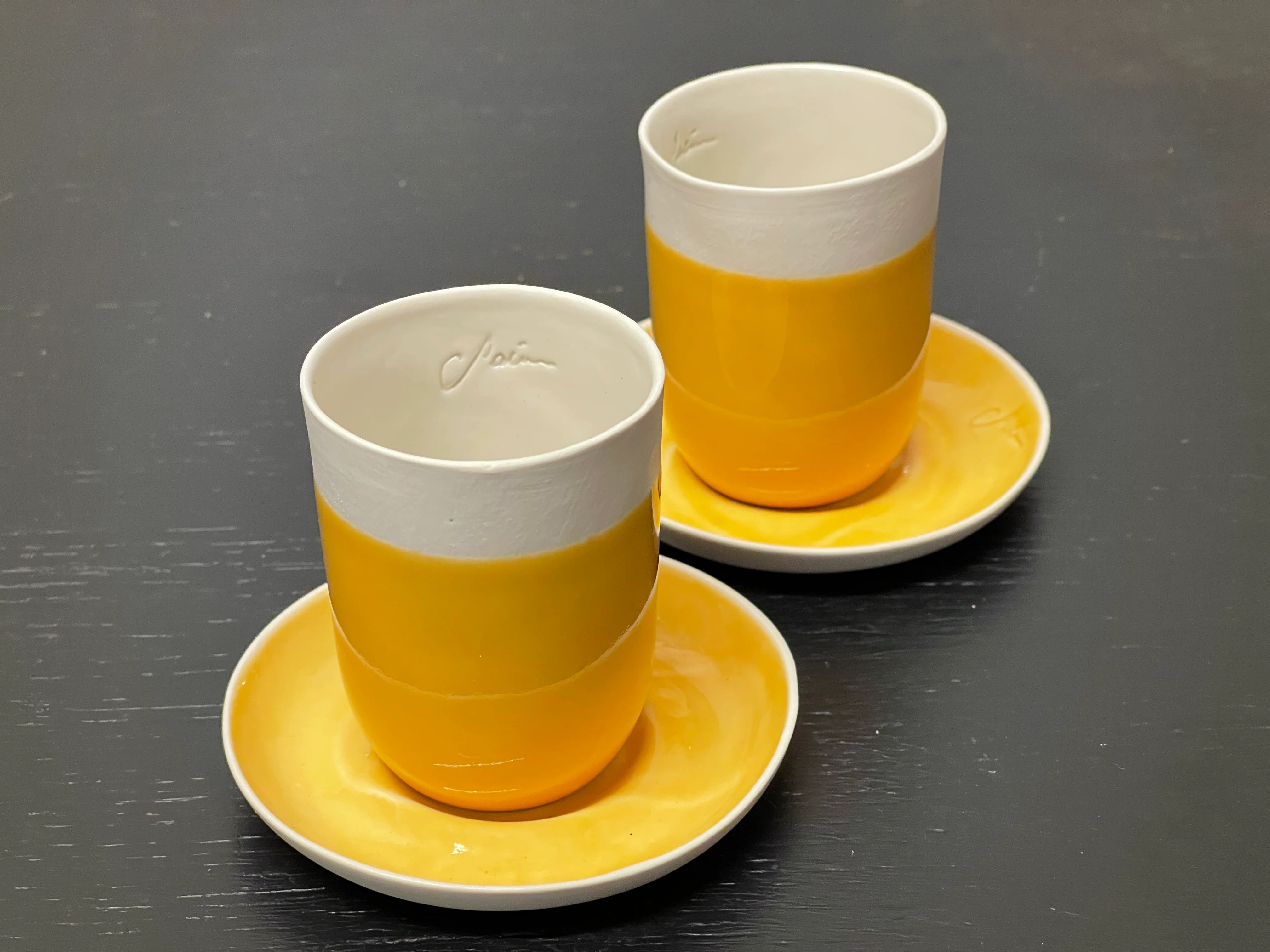 Hand Made Turkish Coffee / Espresso Cups By Renowned Design Ceramicist Saliha Kartal - Image 2