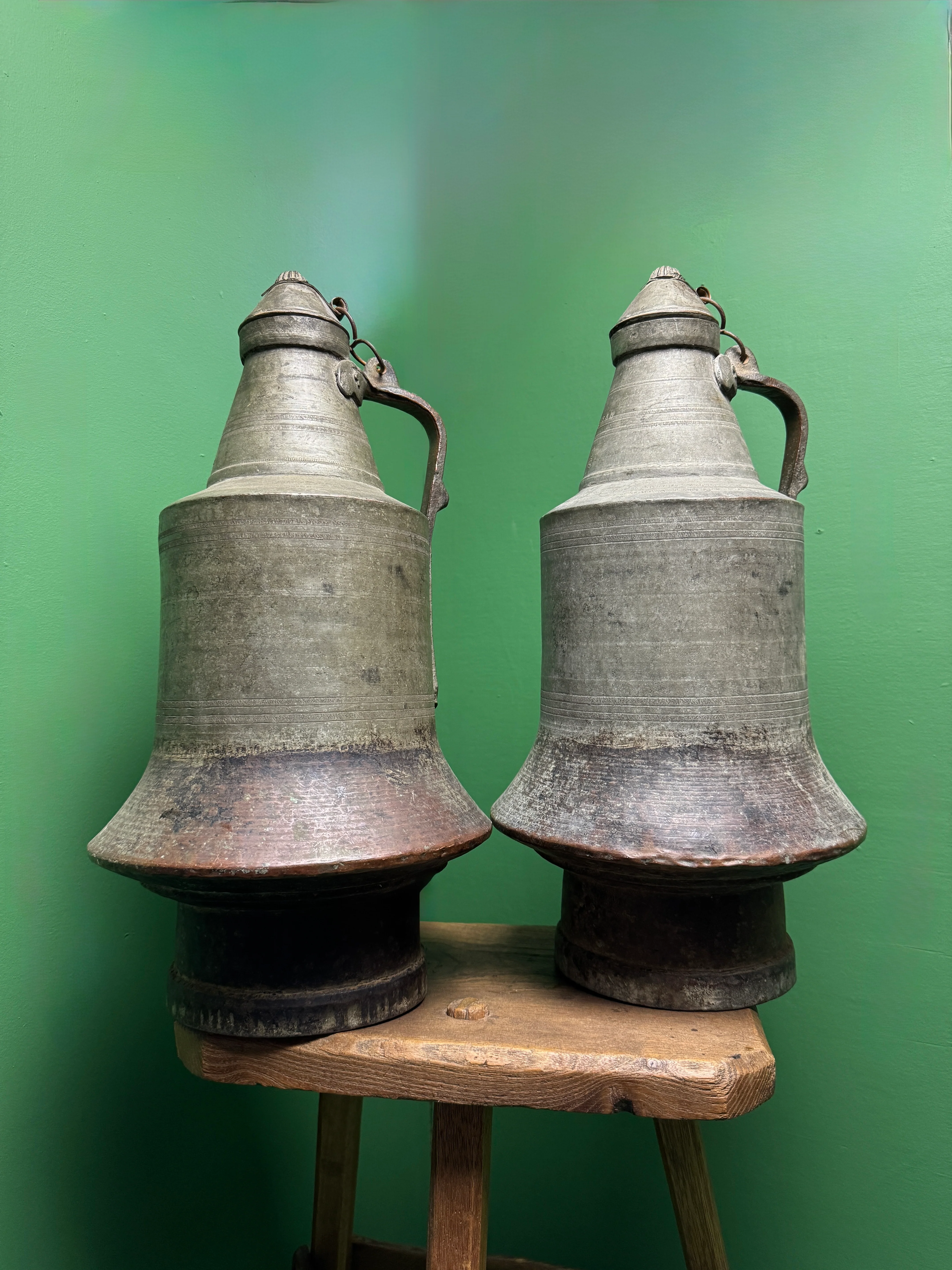 Circa 1930s Turkish Hand Beaten Copper Ablution Jugs - Image 2