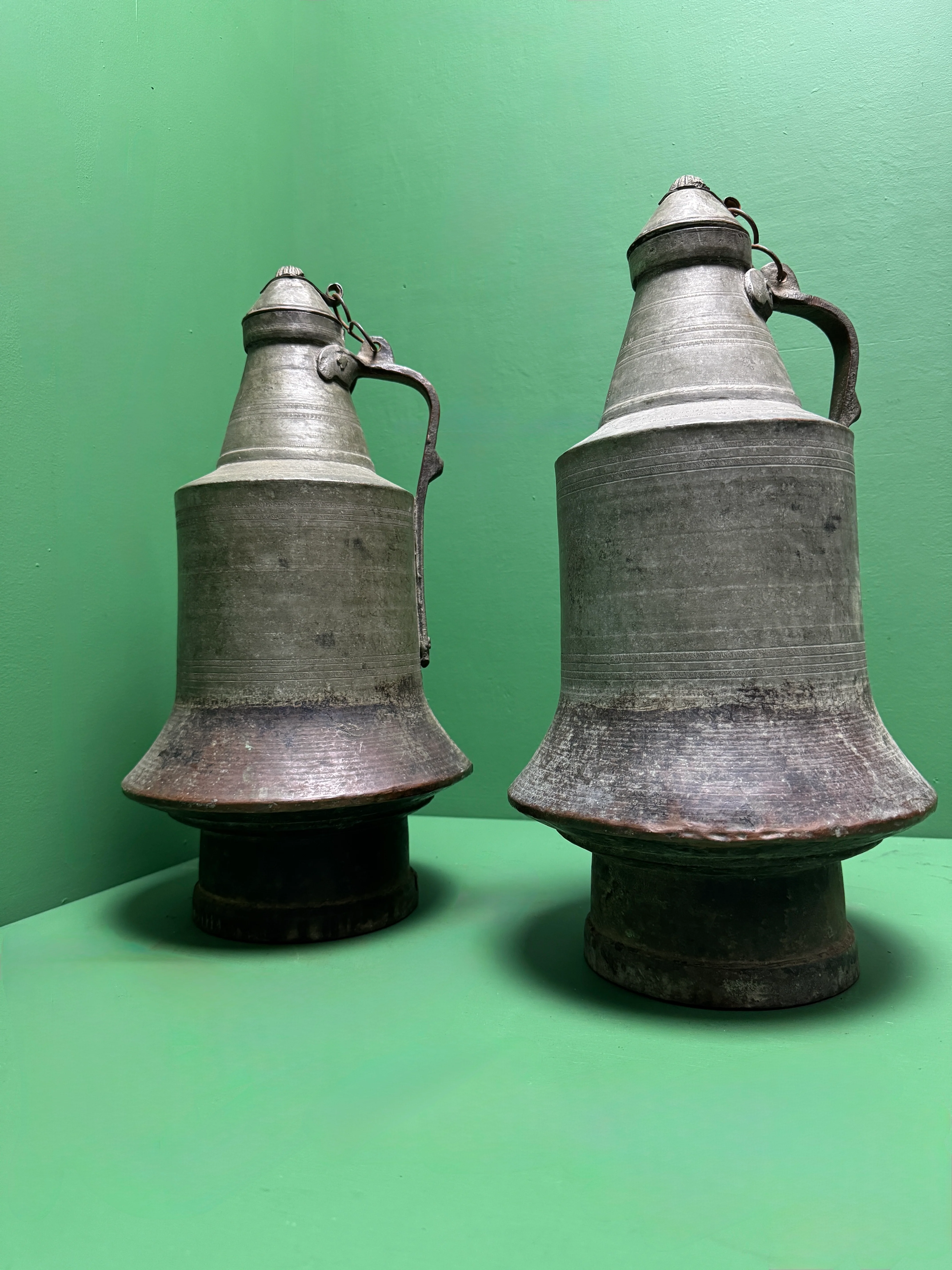 Circa 1930s Turkish Hand Beaten Copper Ablution Jugs - Image 3