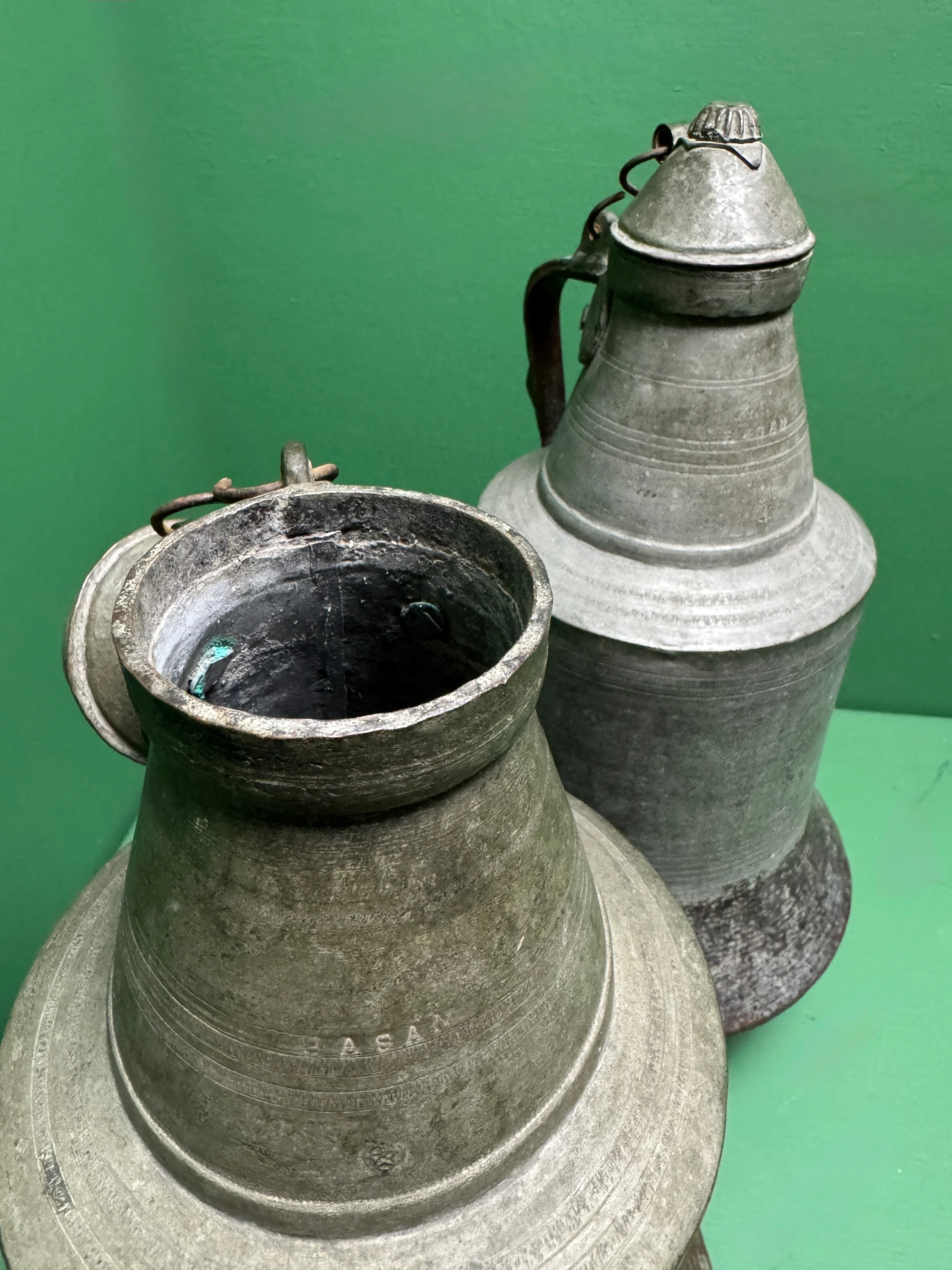 Circa 1930s Turkish Hand Beaten Copper Ablution Jugs - Image 9