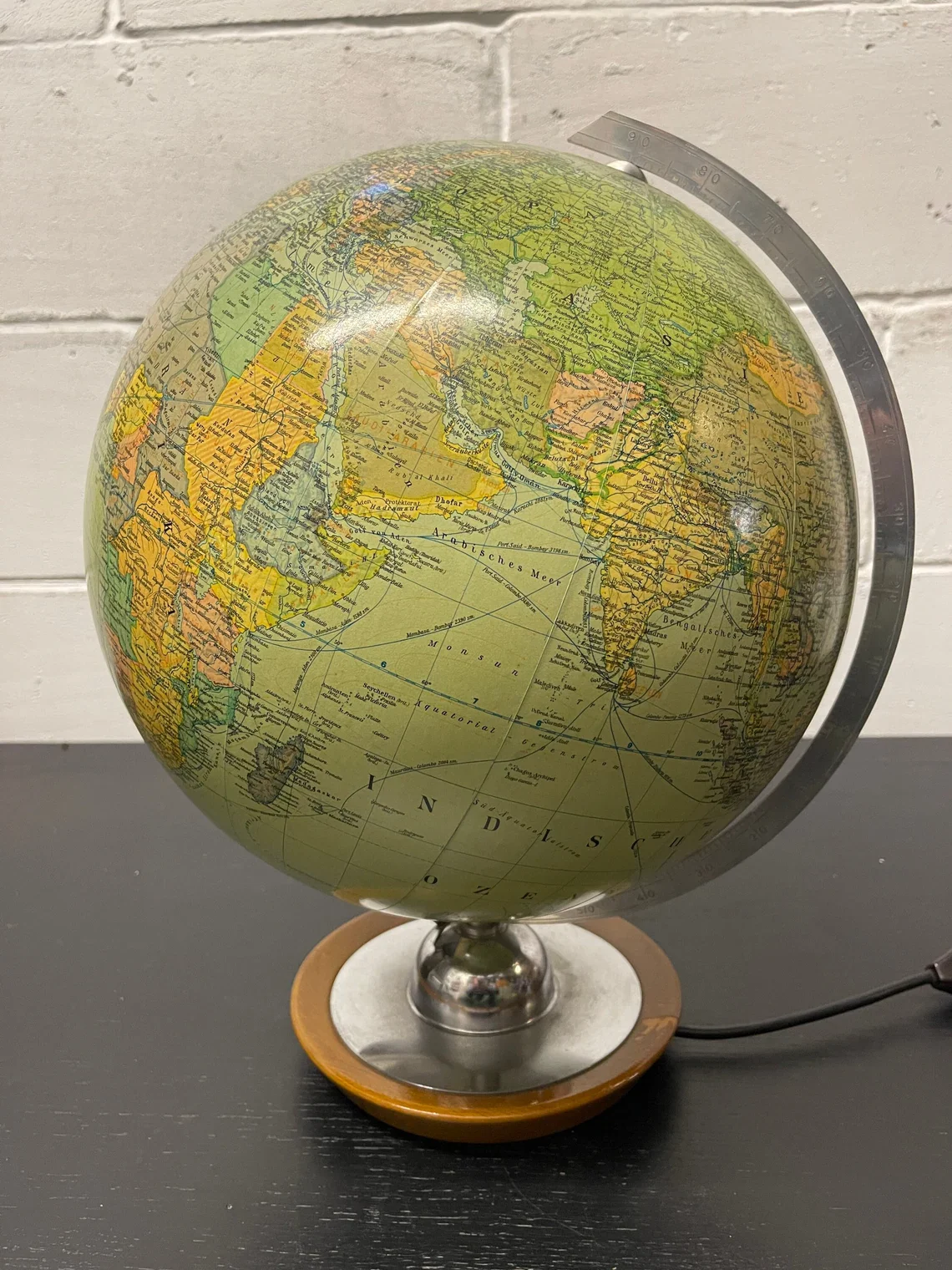 Vintage 1960s German Glass Globe Lamp By JRO Globus Munchen