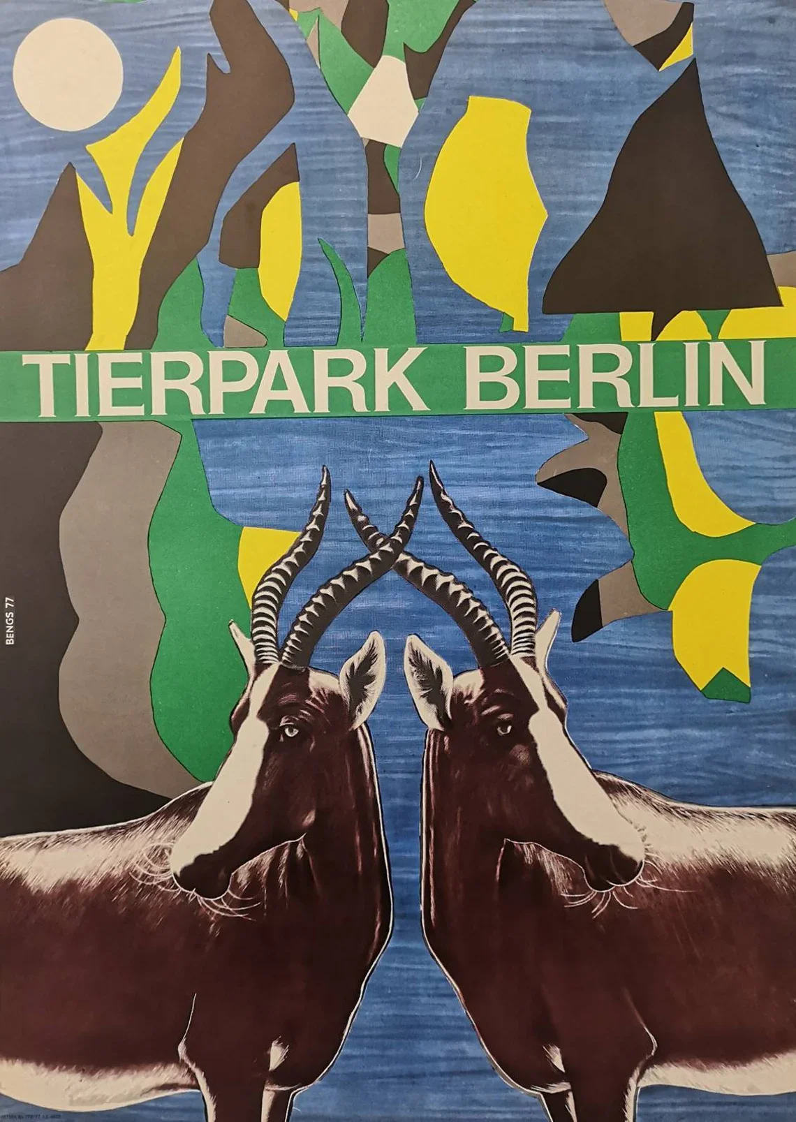 Vintage 1970s Tierpark Berlin Original Zoo Poster Advertising Of An Anteloppe - Image 3