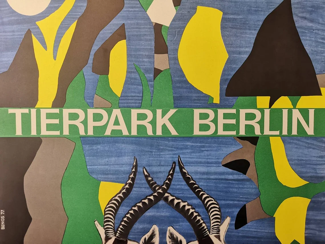 Vintage 1970s Tierpark Berlin Original Zoo Poster Advertising Of An Anteloppe - Image 7