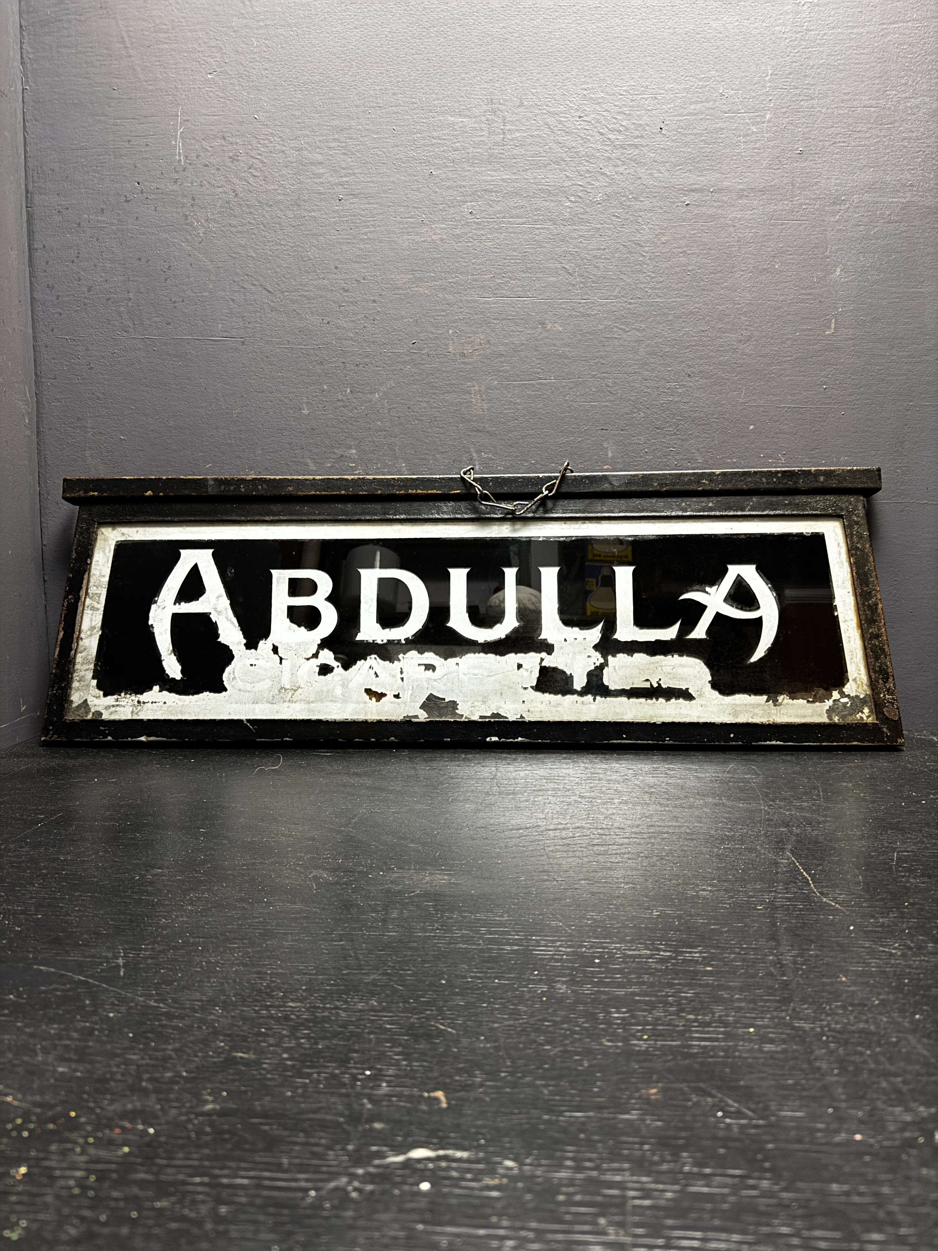 Early 1900s Abdulla Cigarettes Framed Vendors Glass Advertising