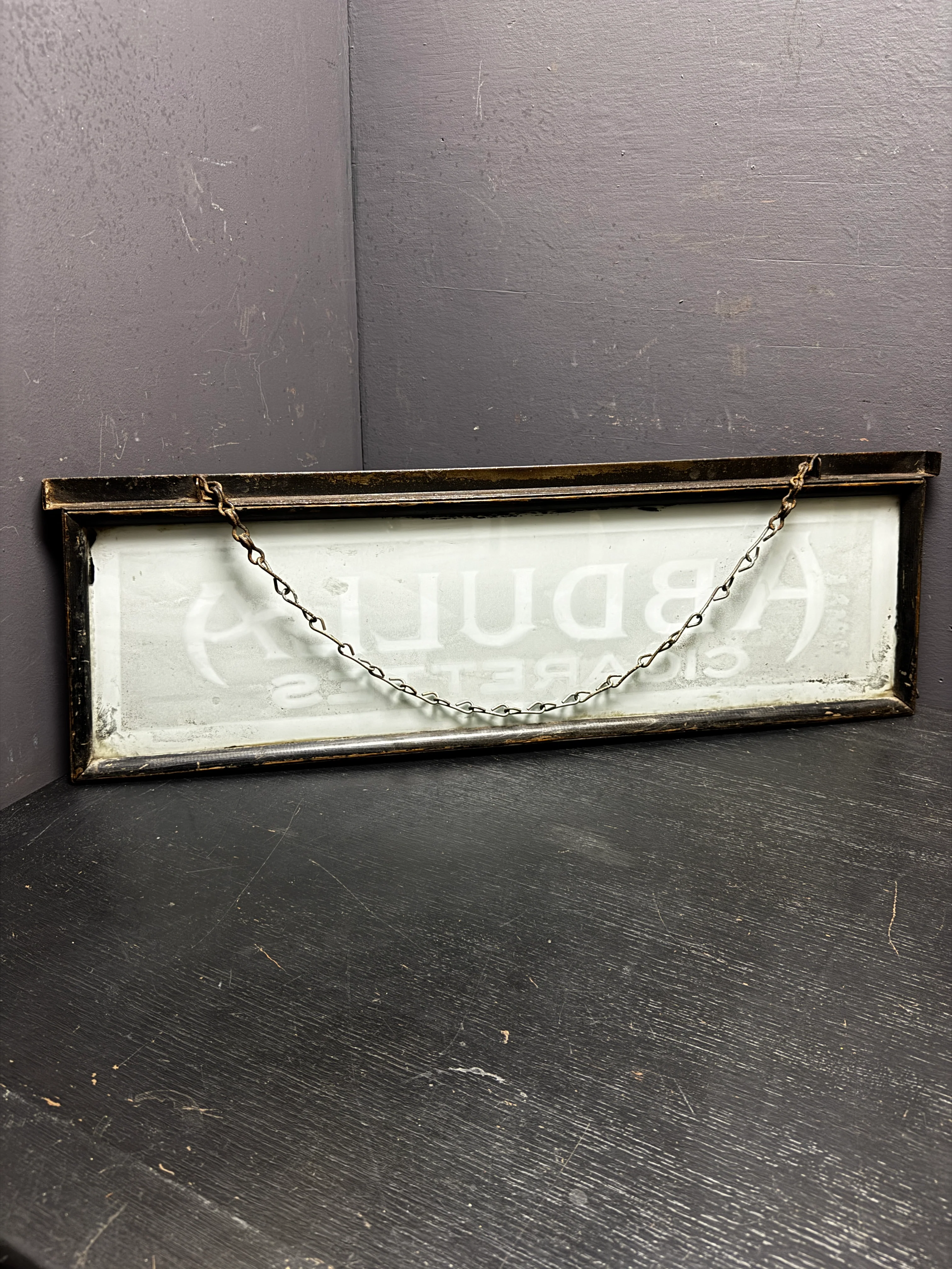 Early 1900s Abdulla Cigarettes Framed Vendors Glass Advertising - Image 10