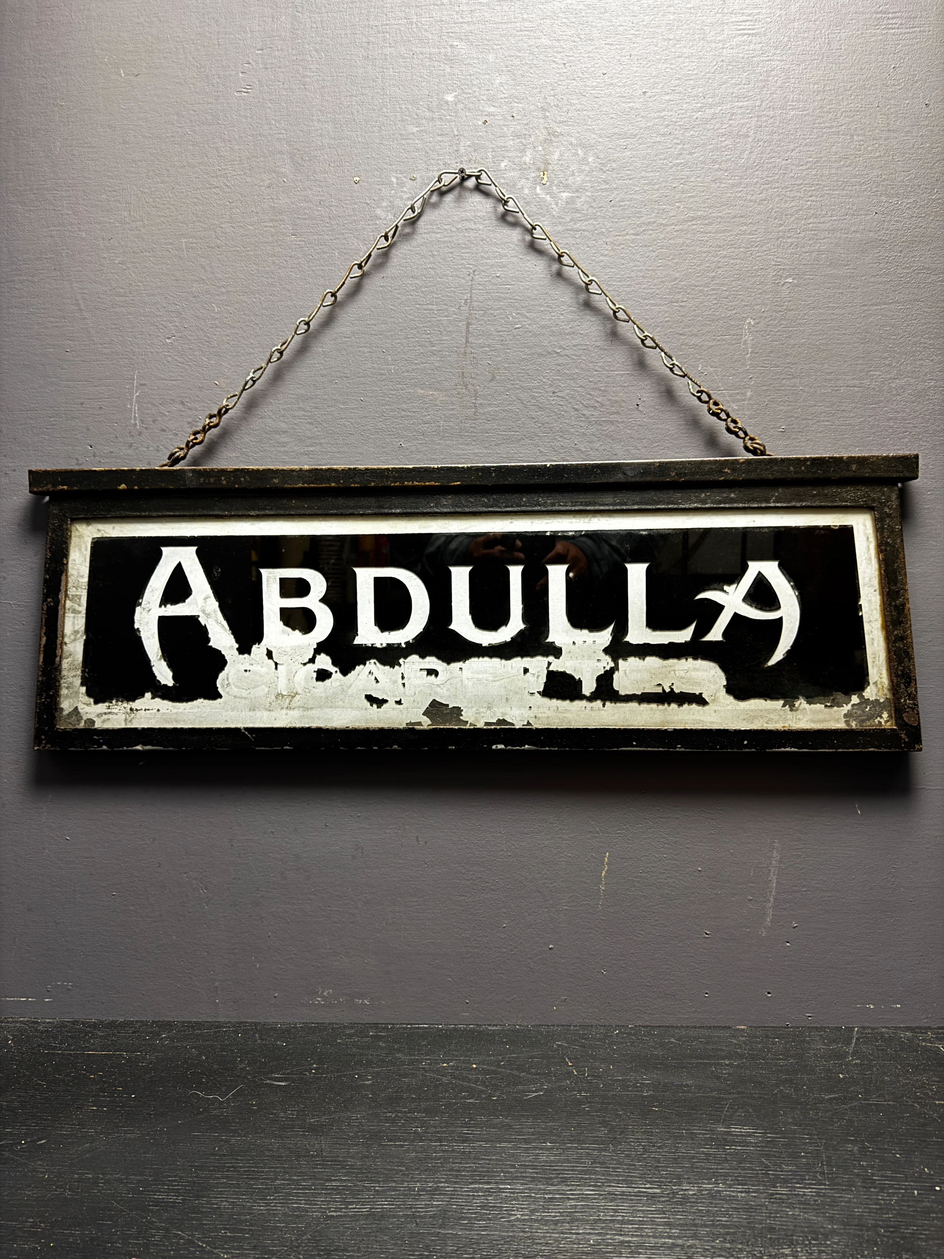 Early 1900s Abdulla Cigarettes Framed Vendors Glass Advertising - Image 3