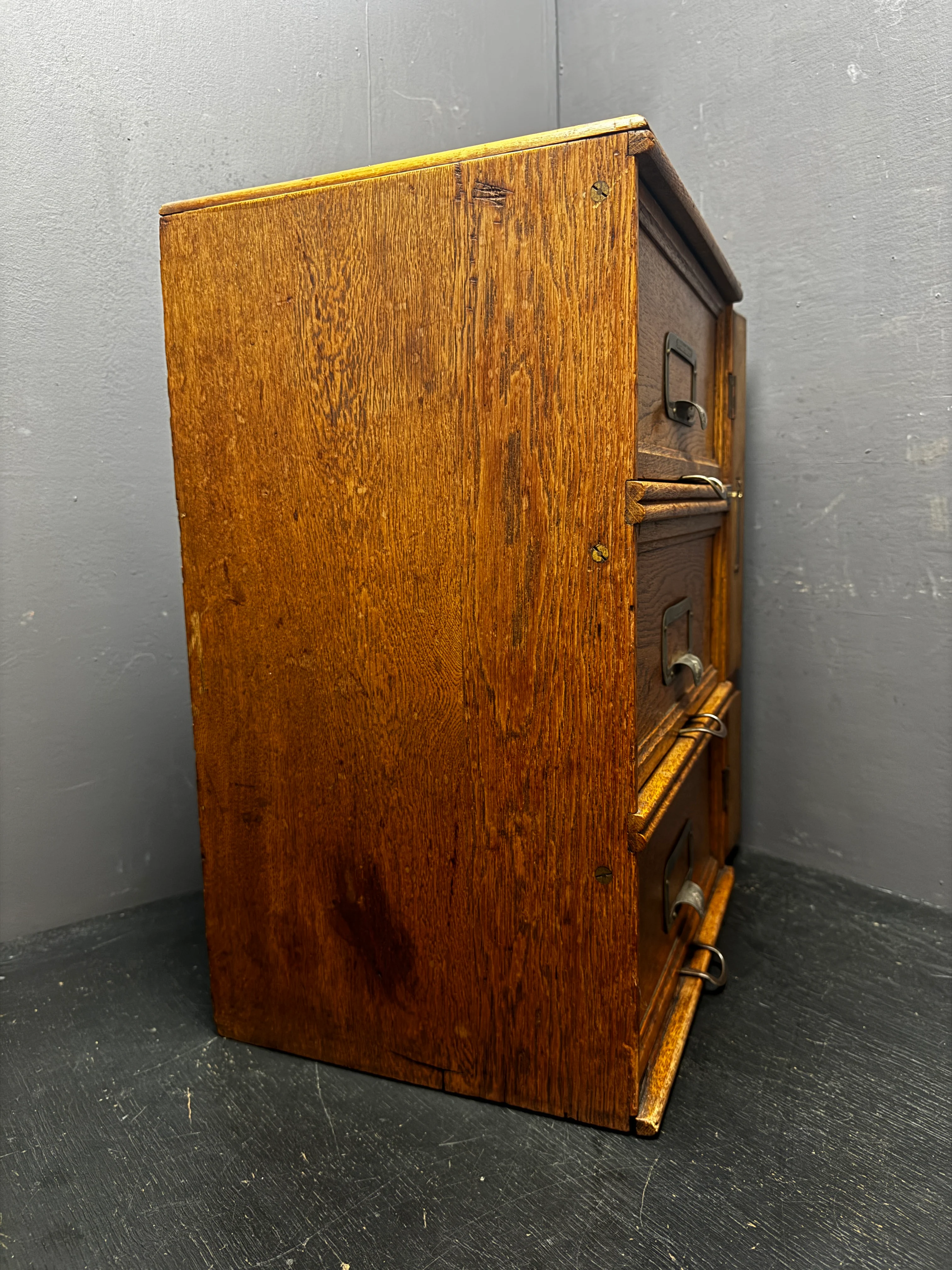 Early 1900s Oak Flip Drawer Filing Cabinet By Stolzenberg Germany - Image 6