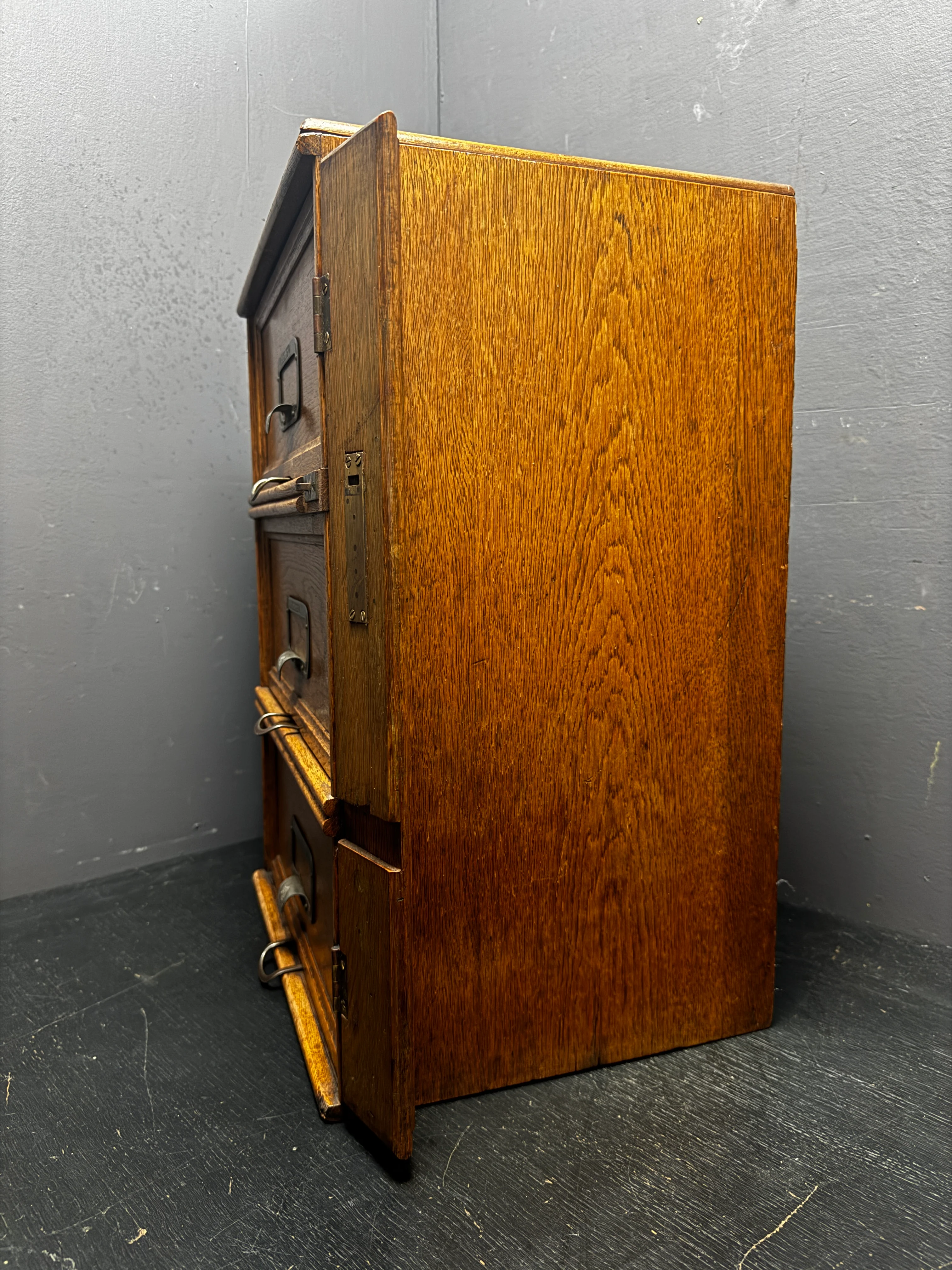 Early 1900s Oak Flip Drawer Filing Cabinet By Stolzenberg Germany - Image 7