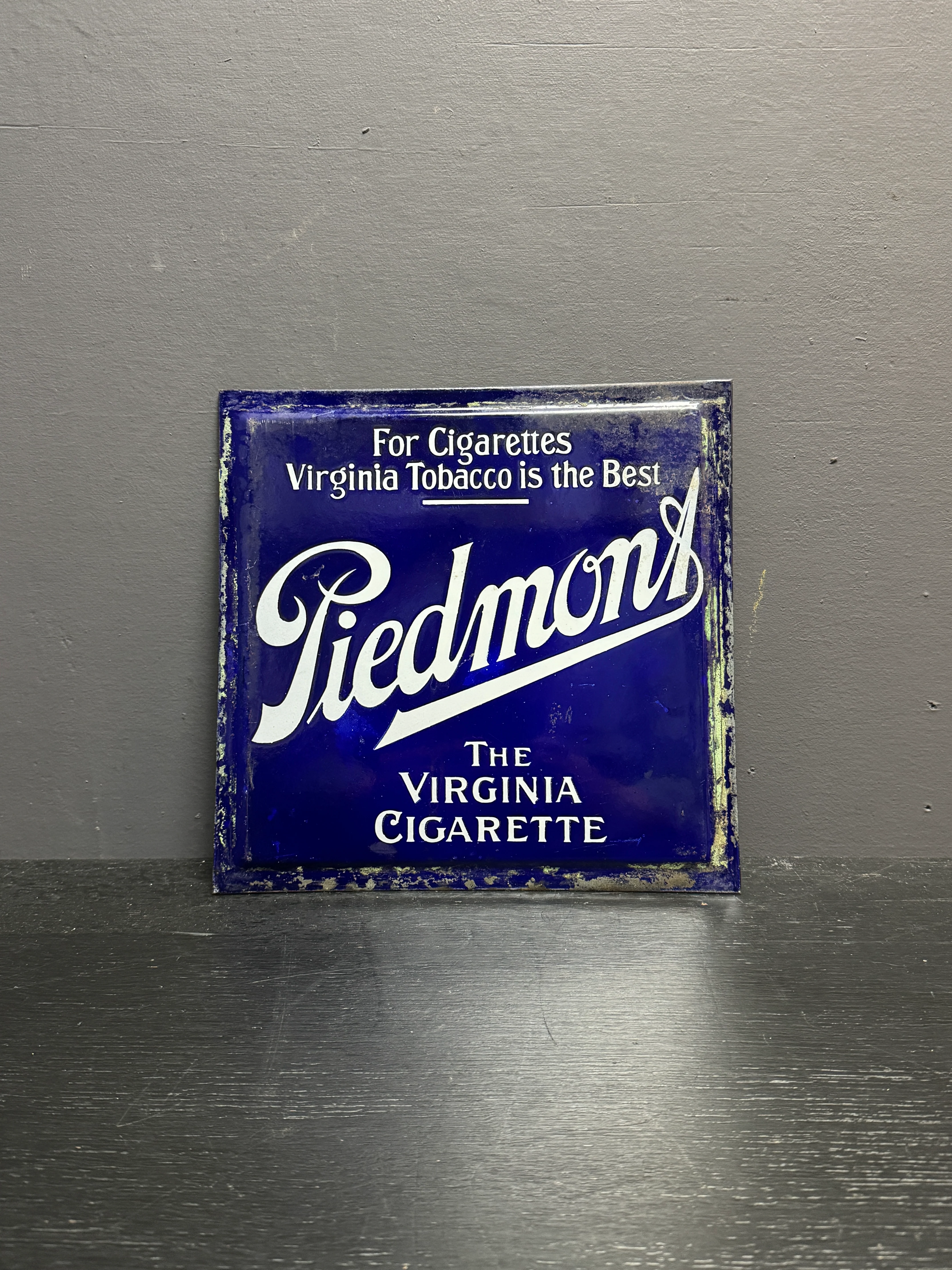 Early 1900s Double Sided Enamel Piedmont Cigarette Advertising