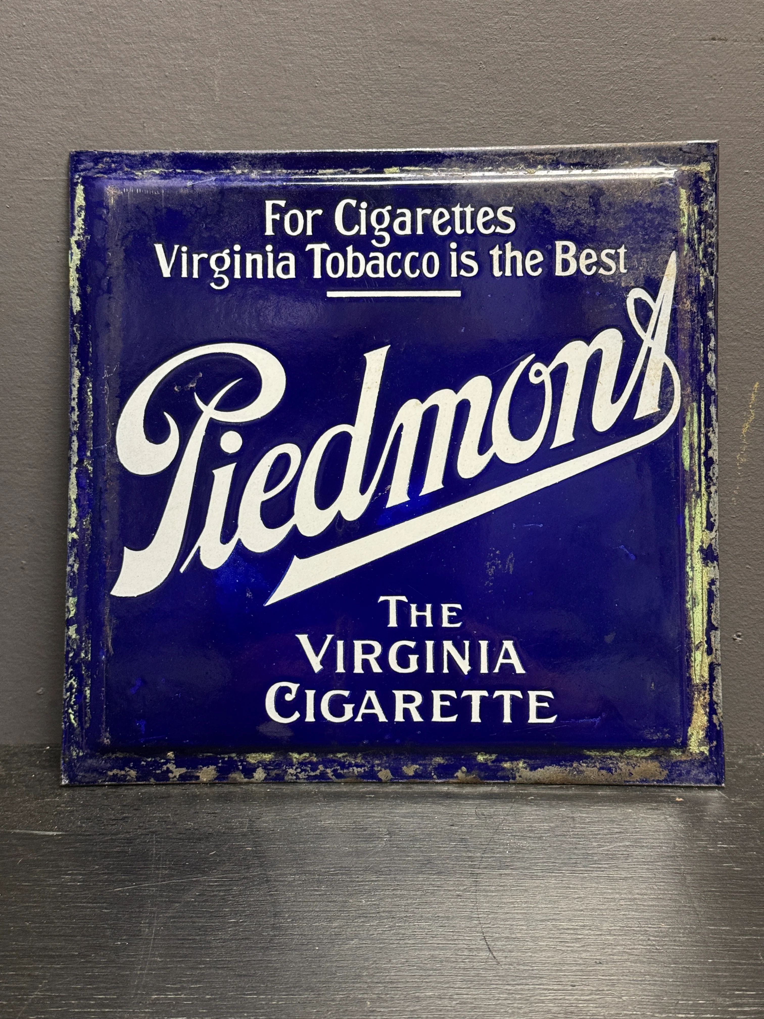 Early 1900s Double Sided Enamel Piedmont Cigarette Advertising - Image 2