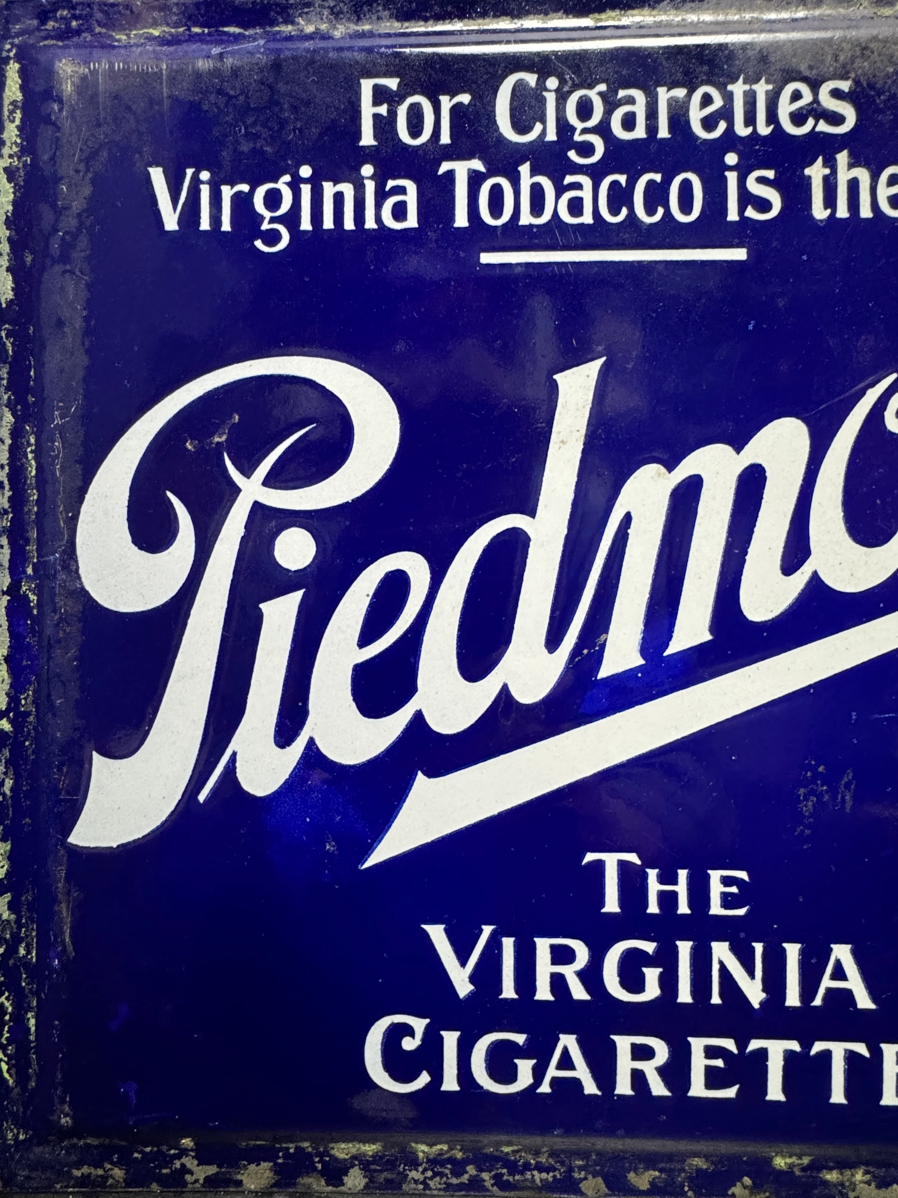 Early 1900s Double Sided Enamel Piedmont Cigarette Advertising - Image 3