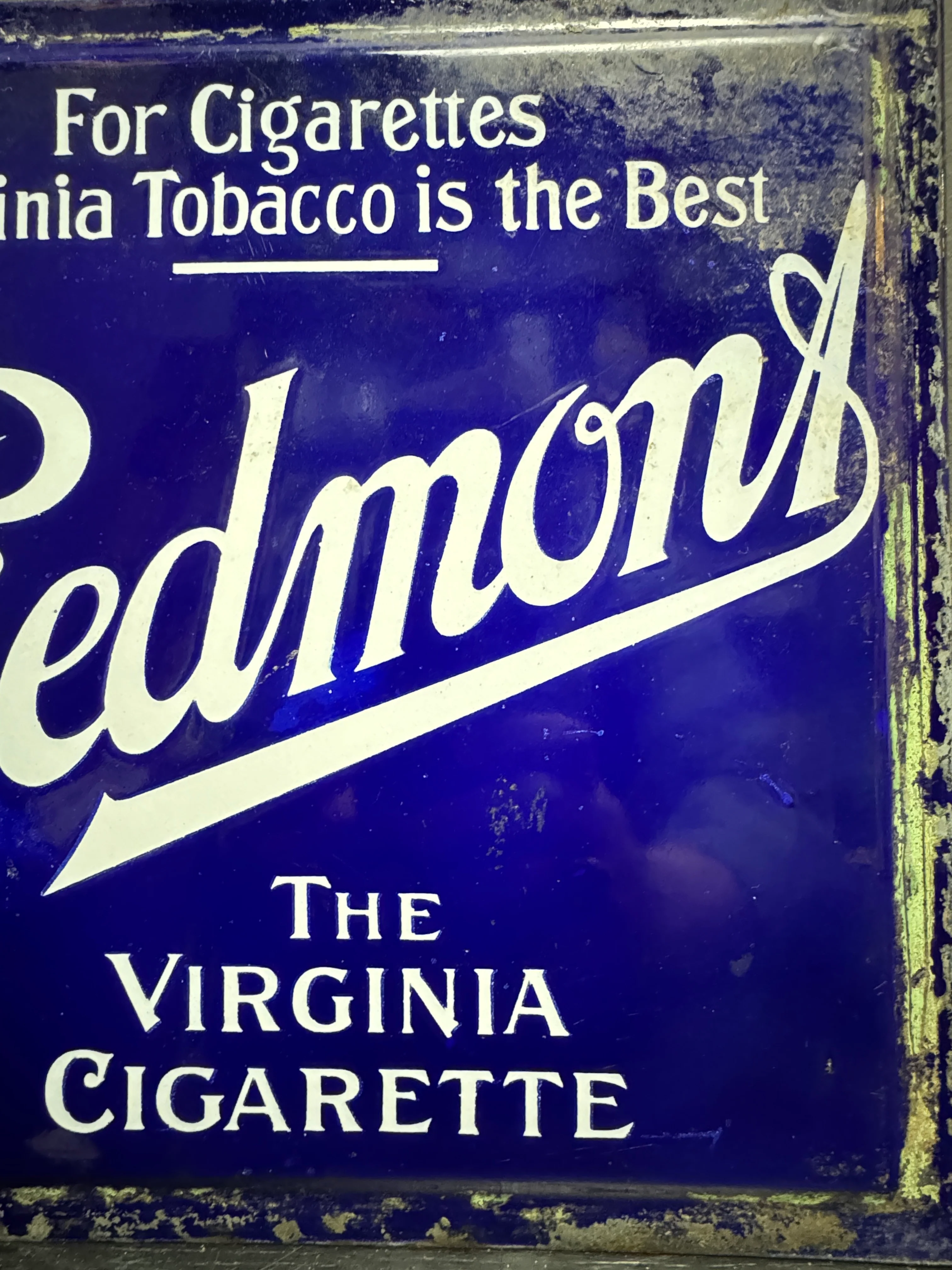 Early 1900s Double Sided Enamel Piedmont Cigarette Advertising - Image 4