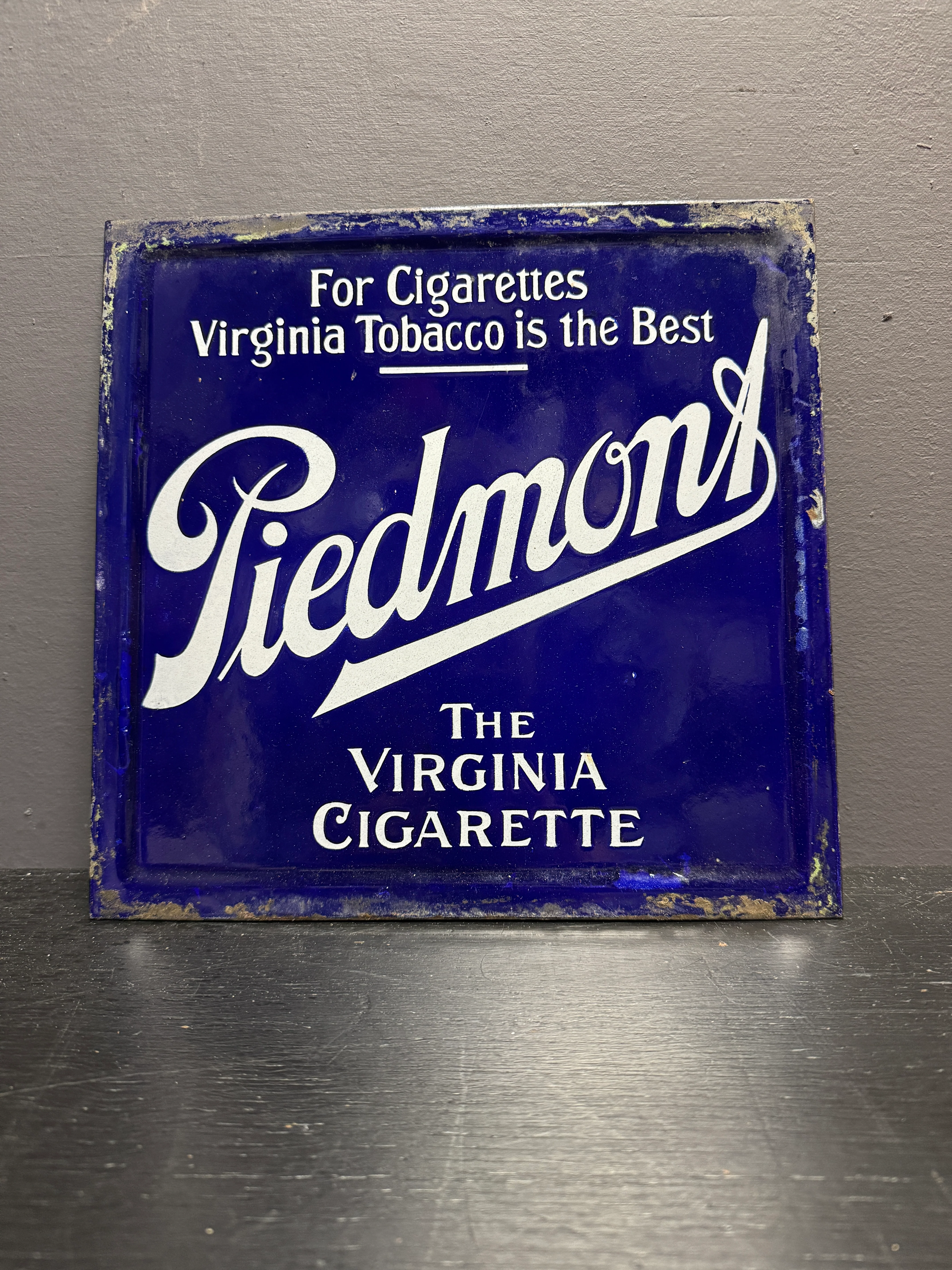 Early 1900s Double Sided Enamel Piedmont Cigarette Advertising - Image 5