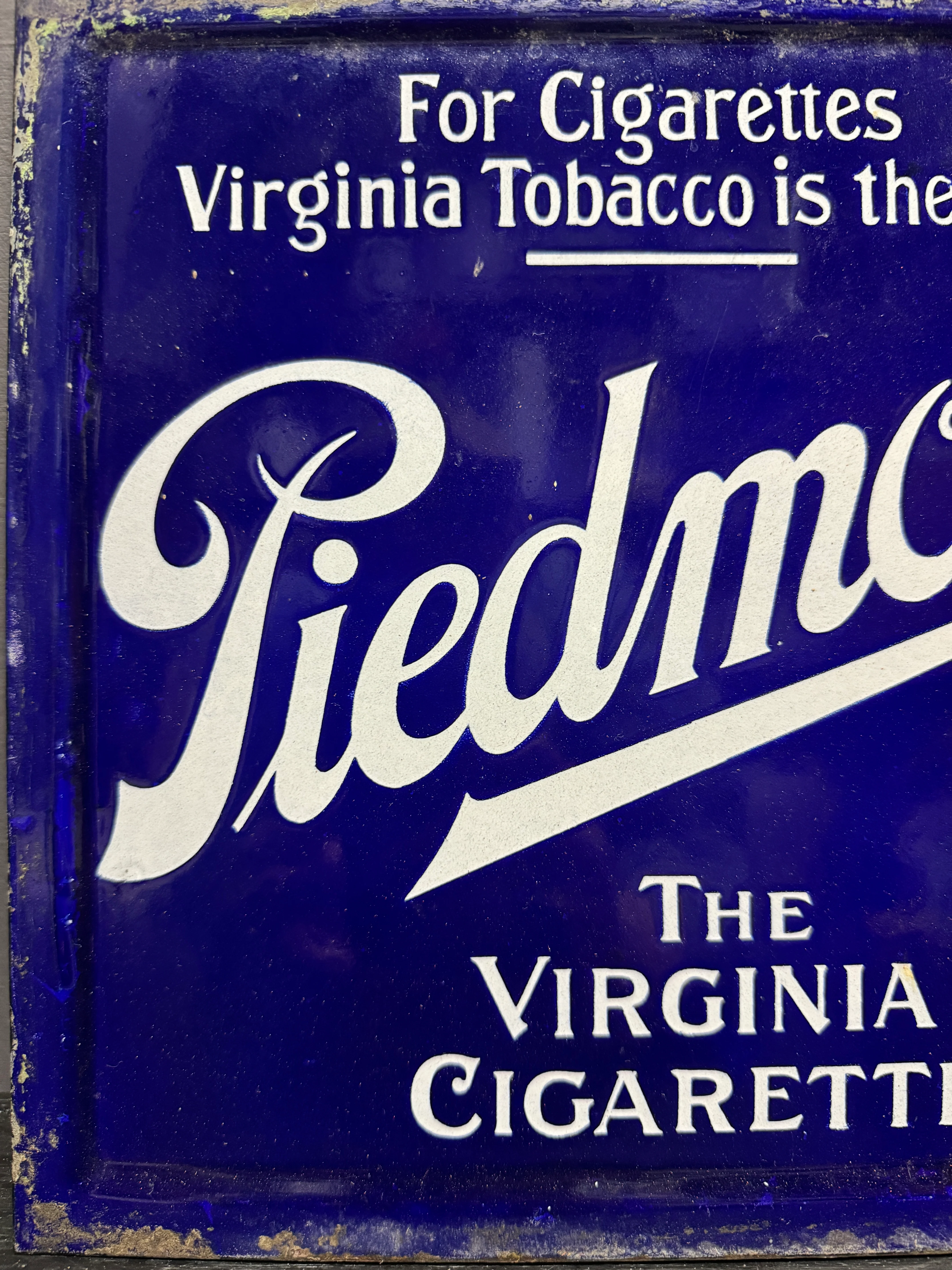 Early 1900s Double Sided Enamel Piedmont Cigarette Advertising - Image 6
