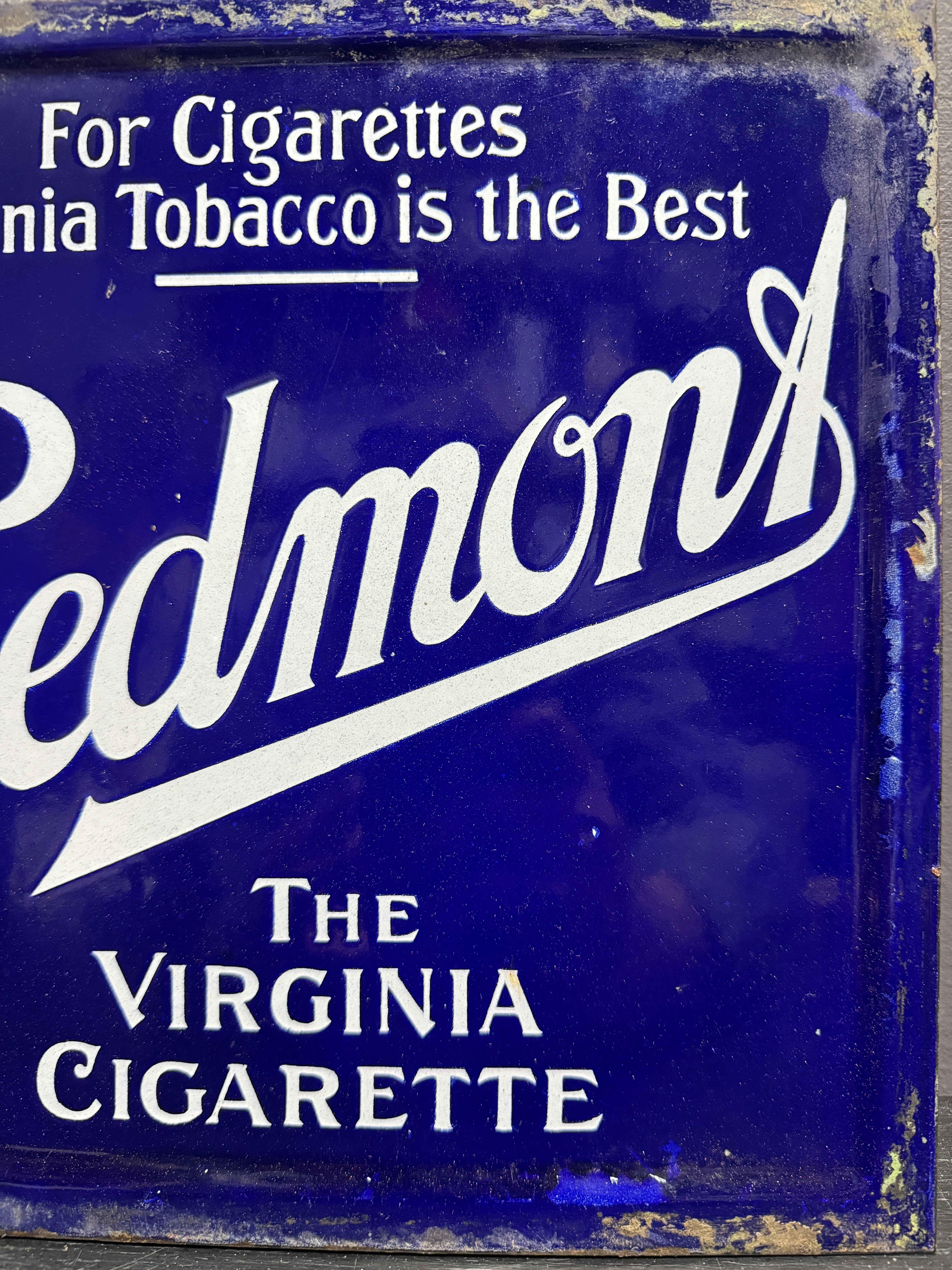 Early 1900s Double Sided Enamel Piedmont Cigarette Advertising - Image 7