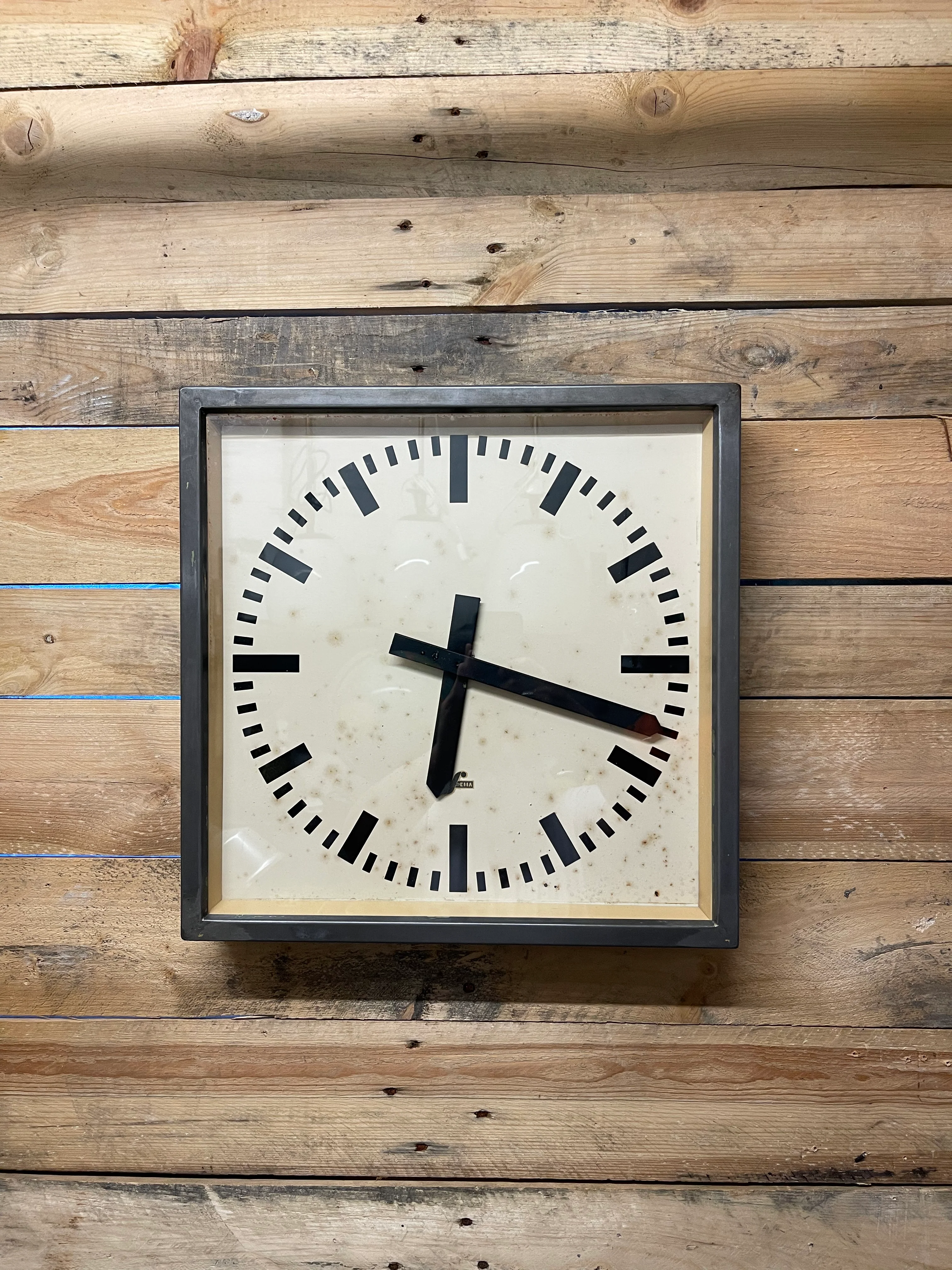 Large 1950's East German Industrial Factory Clocks By Elfema