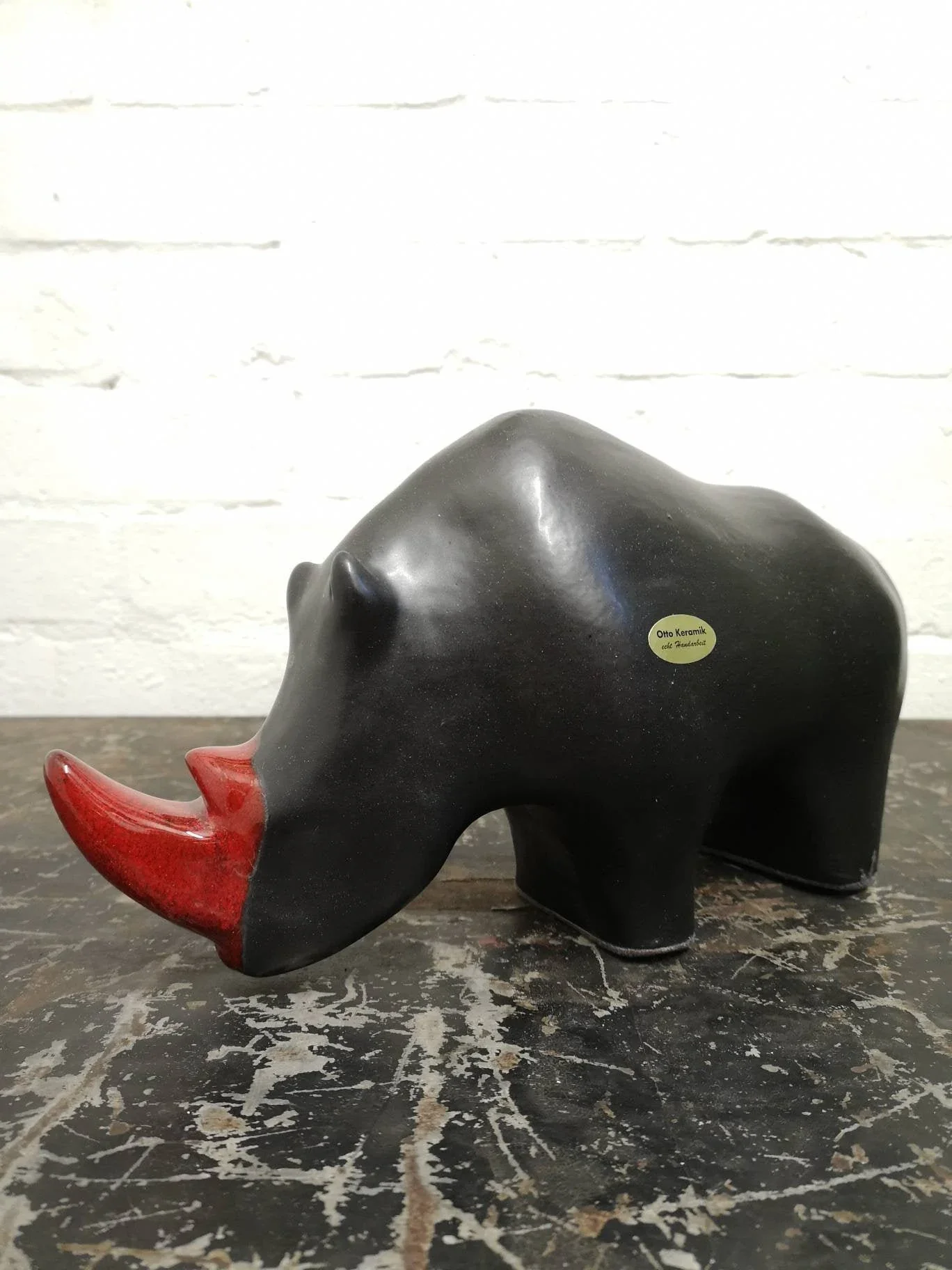 Exclusive Otto Keramik Ceramic Rhino West German Pottery Fat Lava