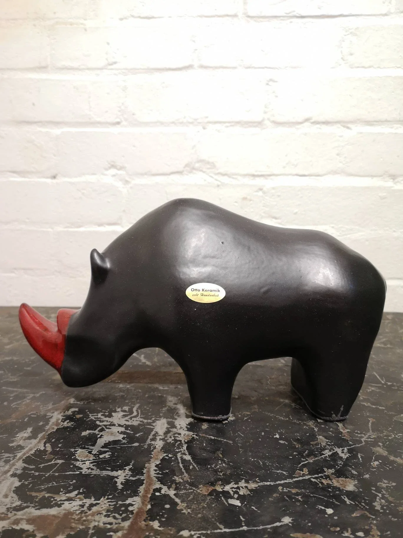 Exclusive Otto Keramik Ceramic Rhino West German Pottery Fat Lava - Image 2
