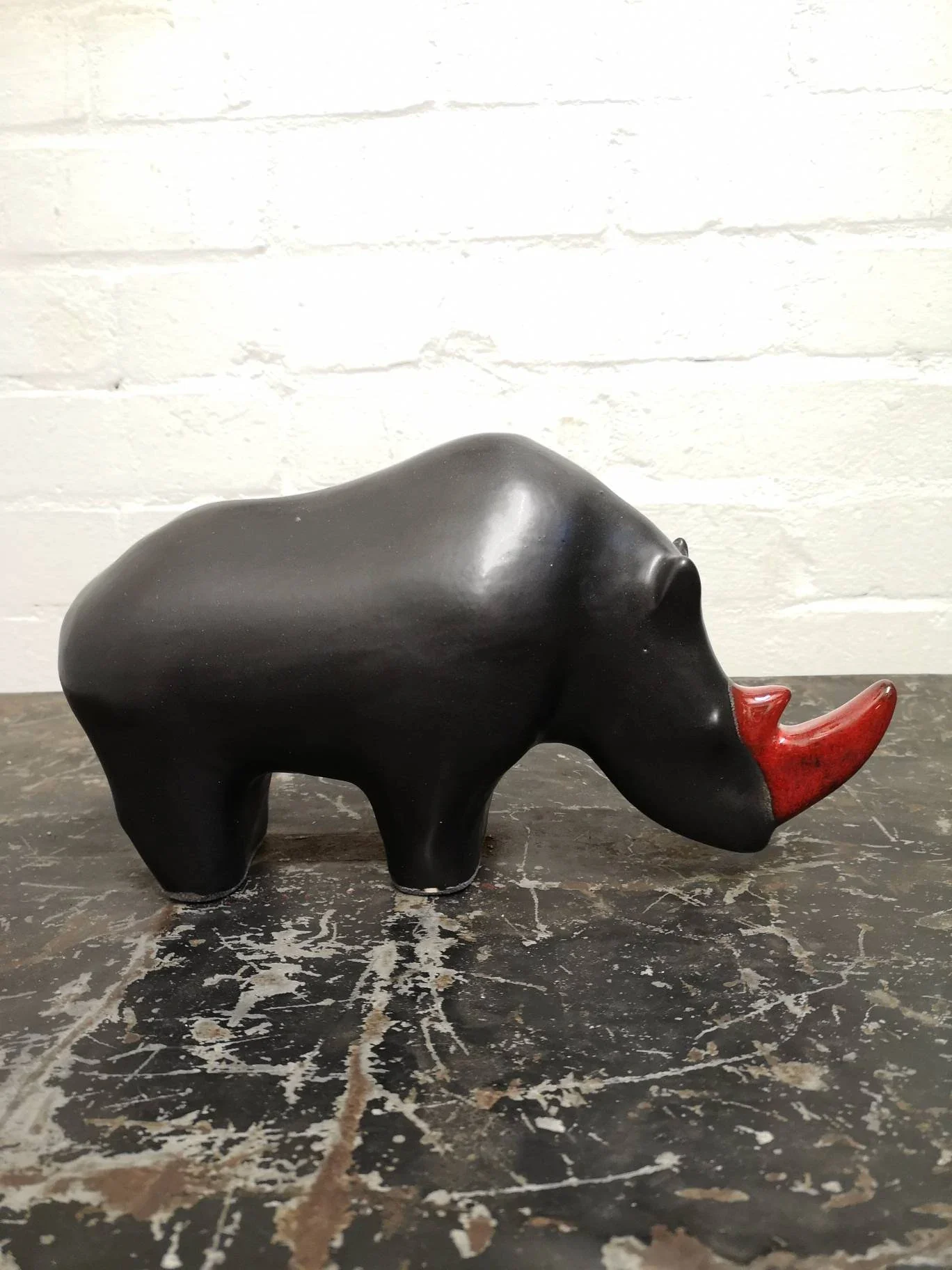 Exclusive Otto Keramik Ceramic Rhino West German Pottery Fat Lava - Image 4