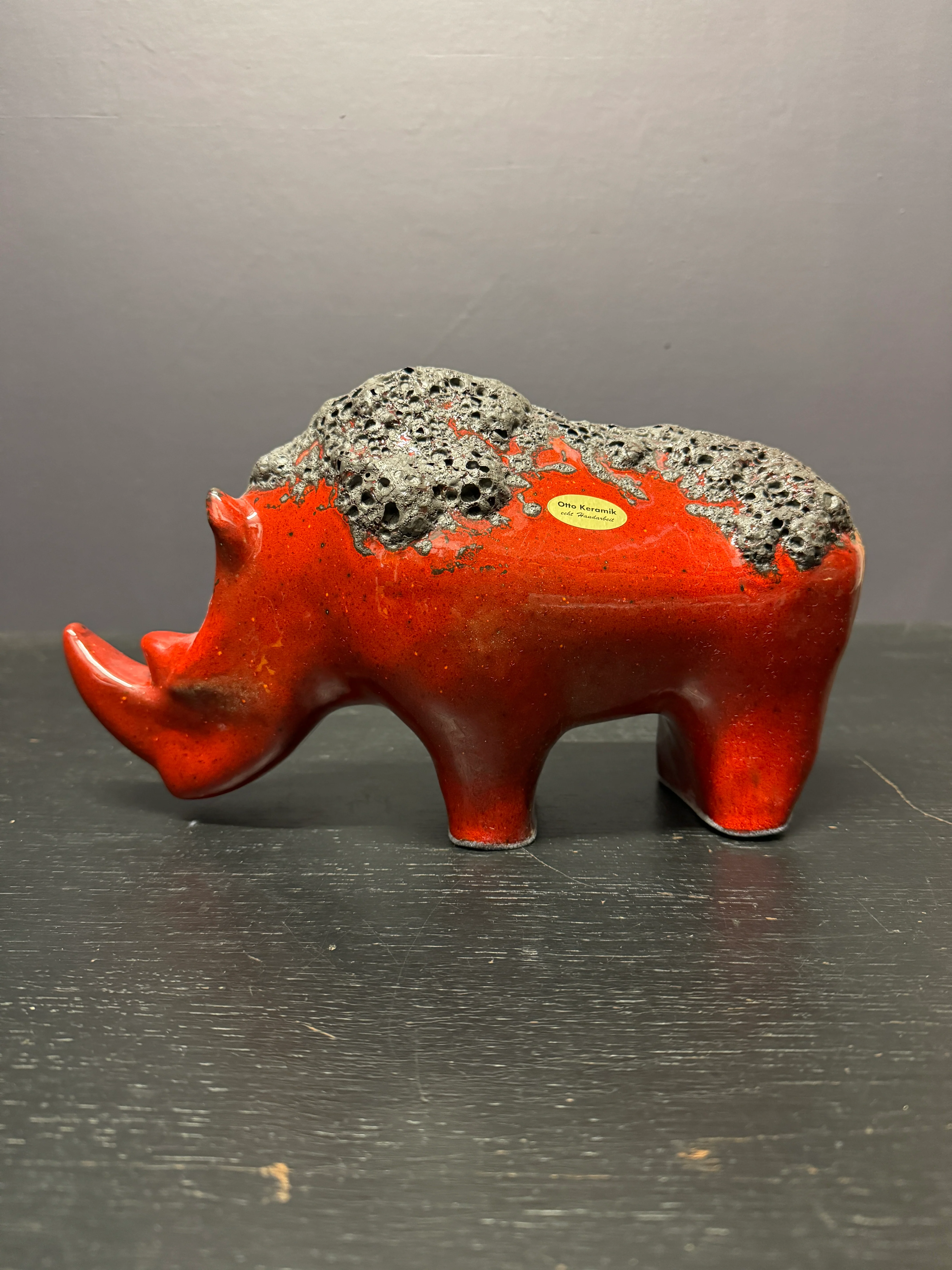 Exclusive Otto Keramik Ceramic Rhino West German Pottery Fat Lava