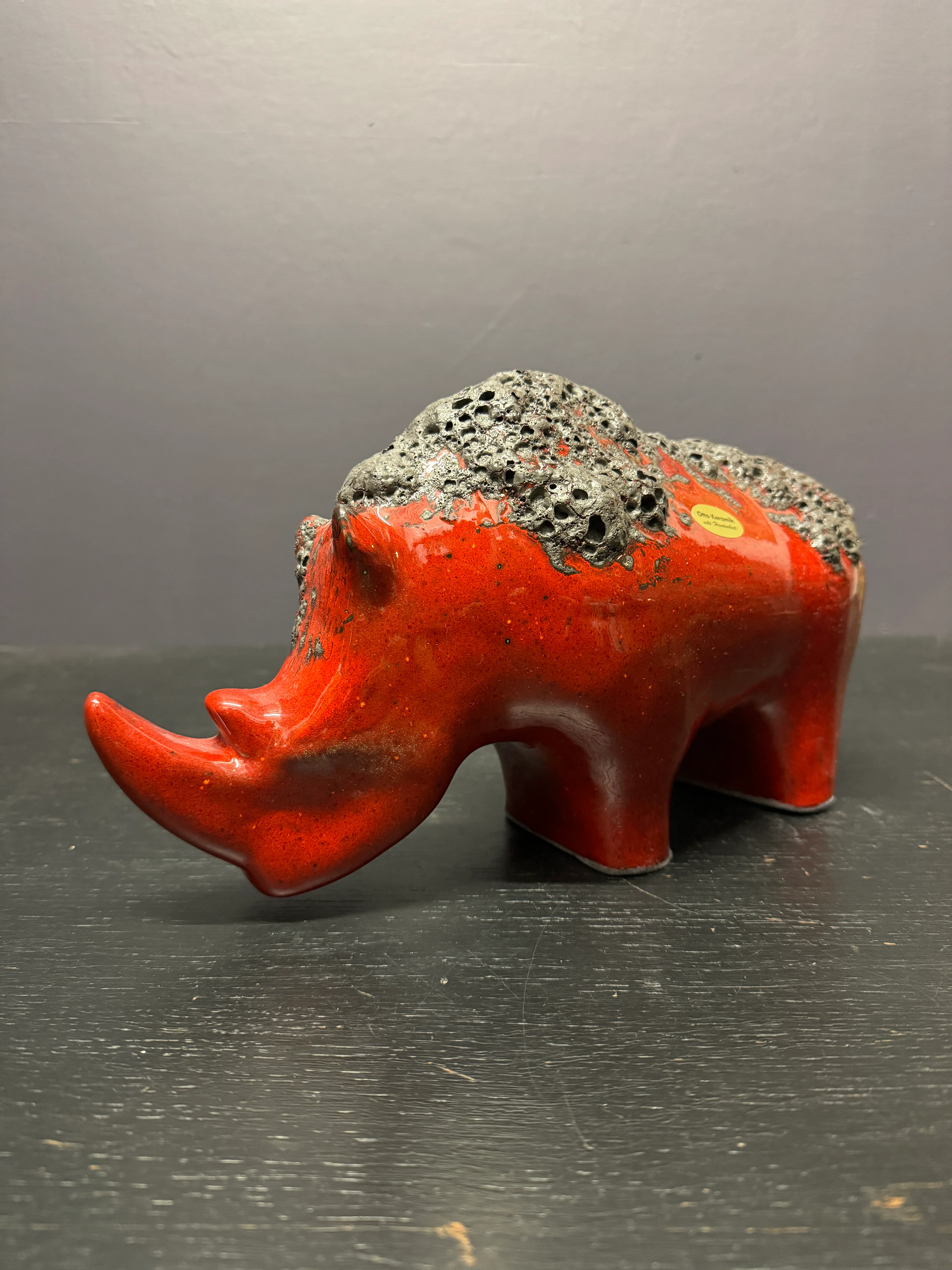 Exclusive Otto Keramik Ceramic Rhino West German Pottery Fat Lava - Image 2