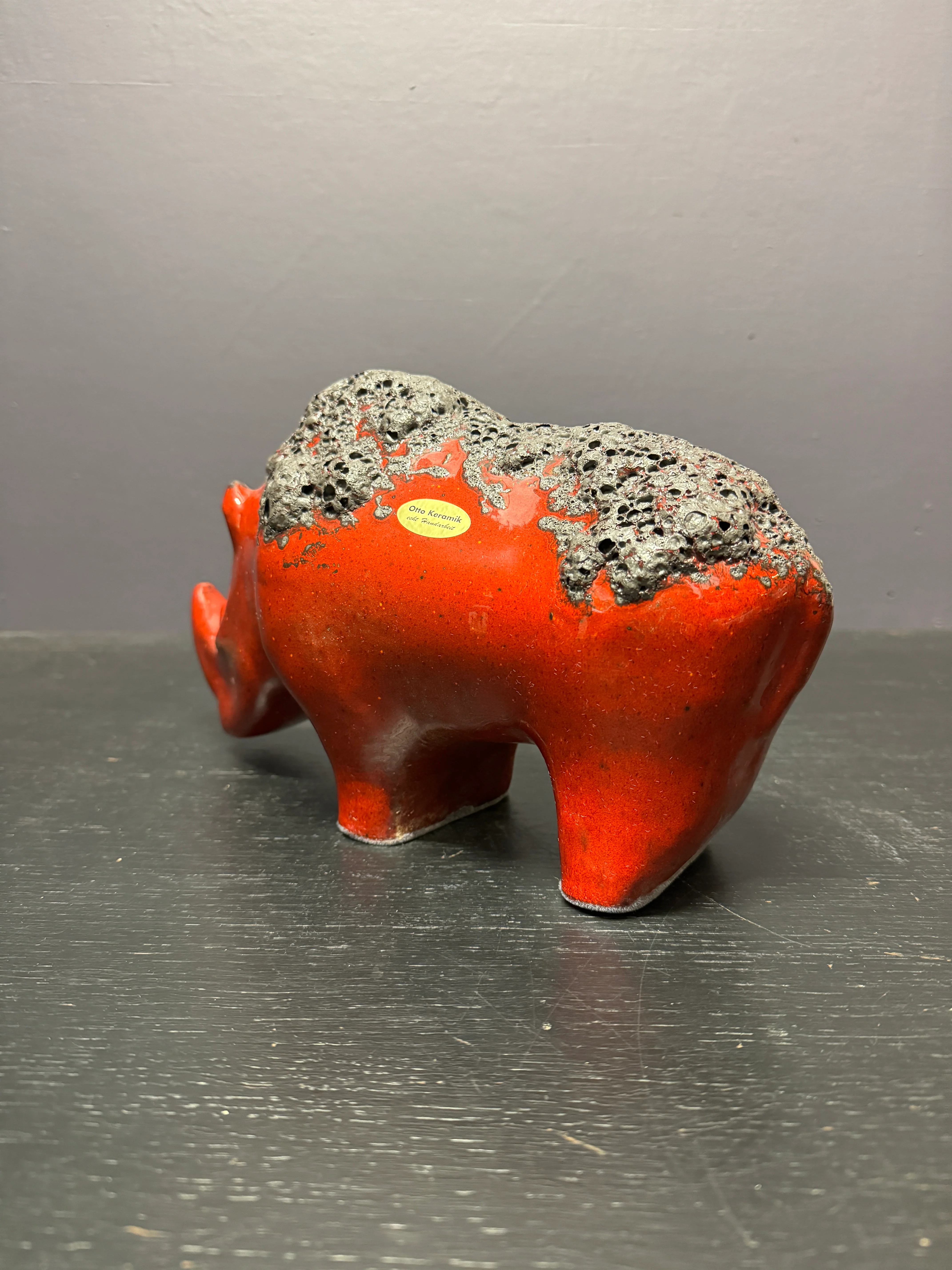 Exclusive Otto Keramik Ceramic Rhino West German Pottery Fat Lava - Image 8