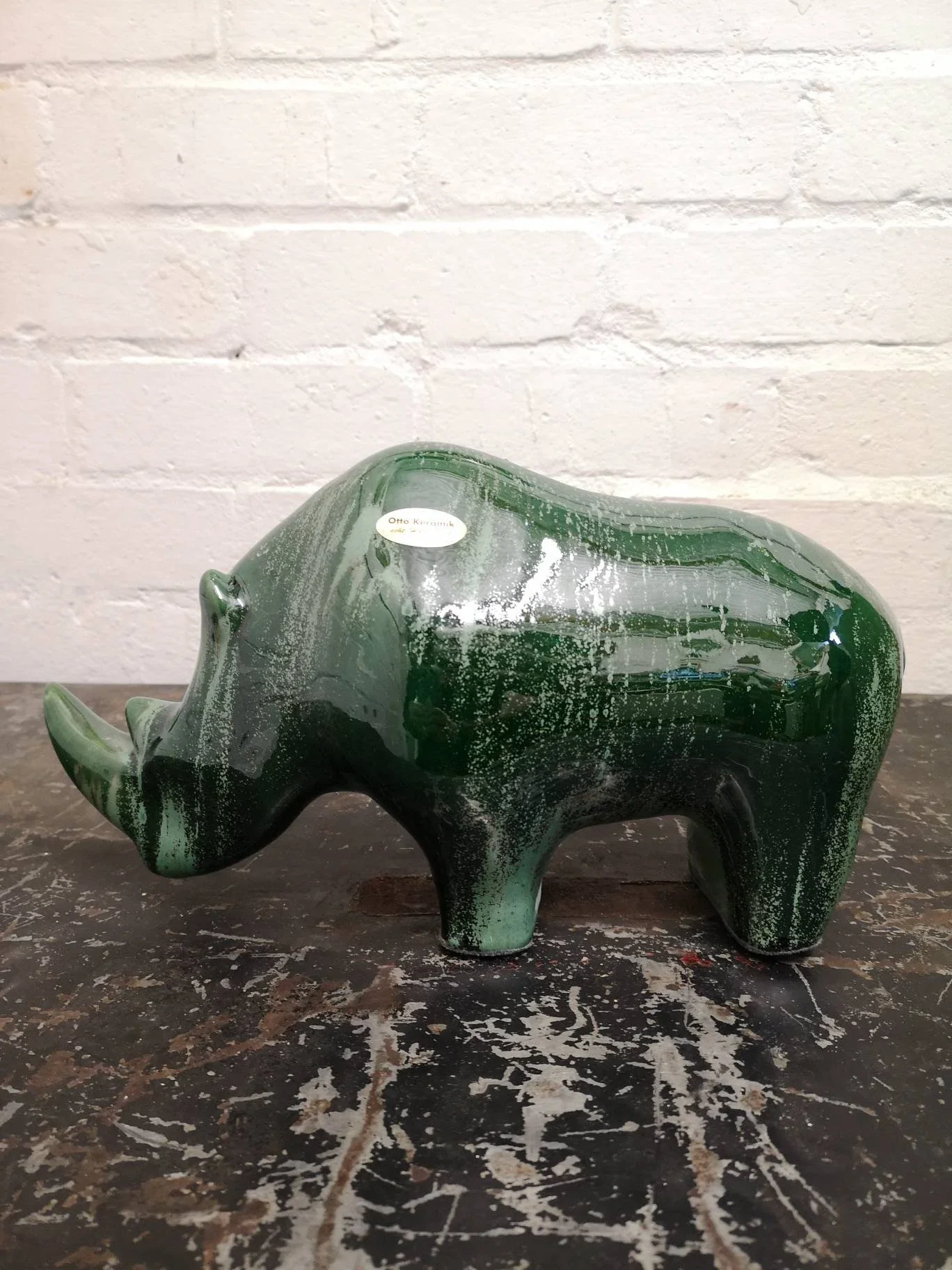 Exclusive Otto Keramik Ceramic Rhino West German Pottery Fat Lava - Image 2