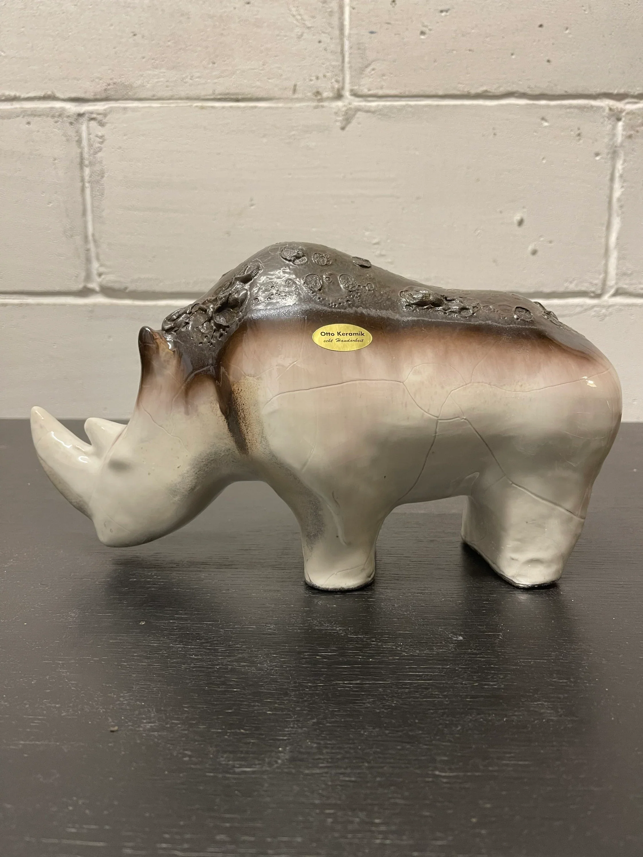 Exclusive Otto Keramik Ceramic Rhino West German Pottery Fat Lava moon