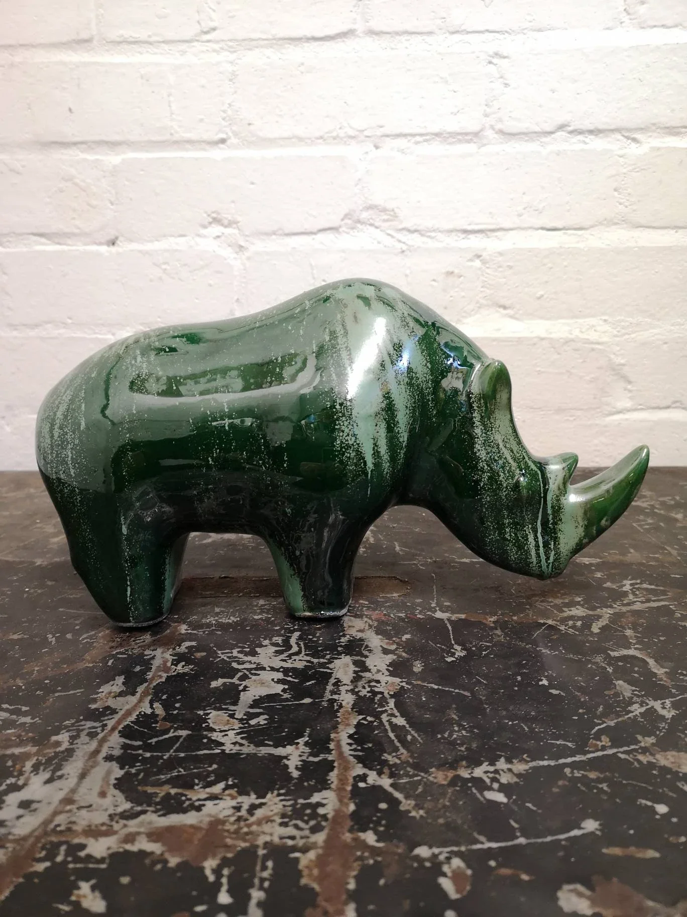 Exclusive Otto Keramik Ceramic Rhino West German Pottery Fat Lava - Image 5
