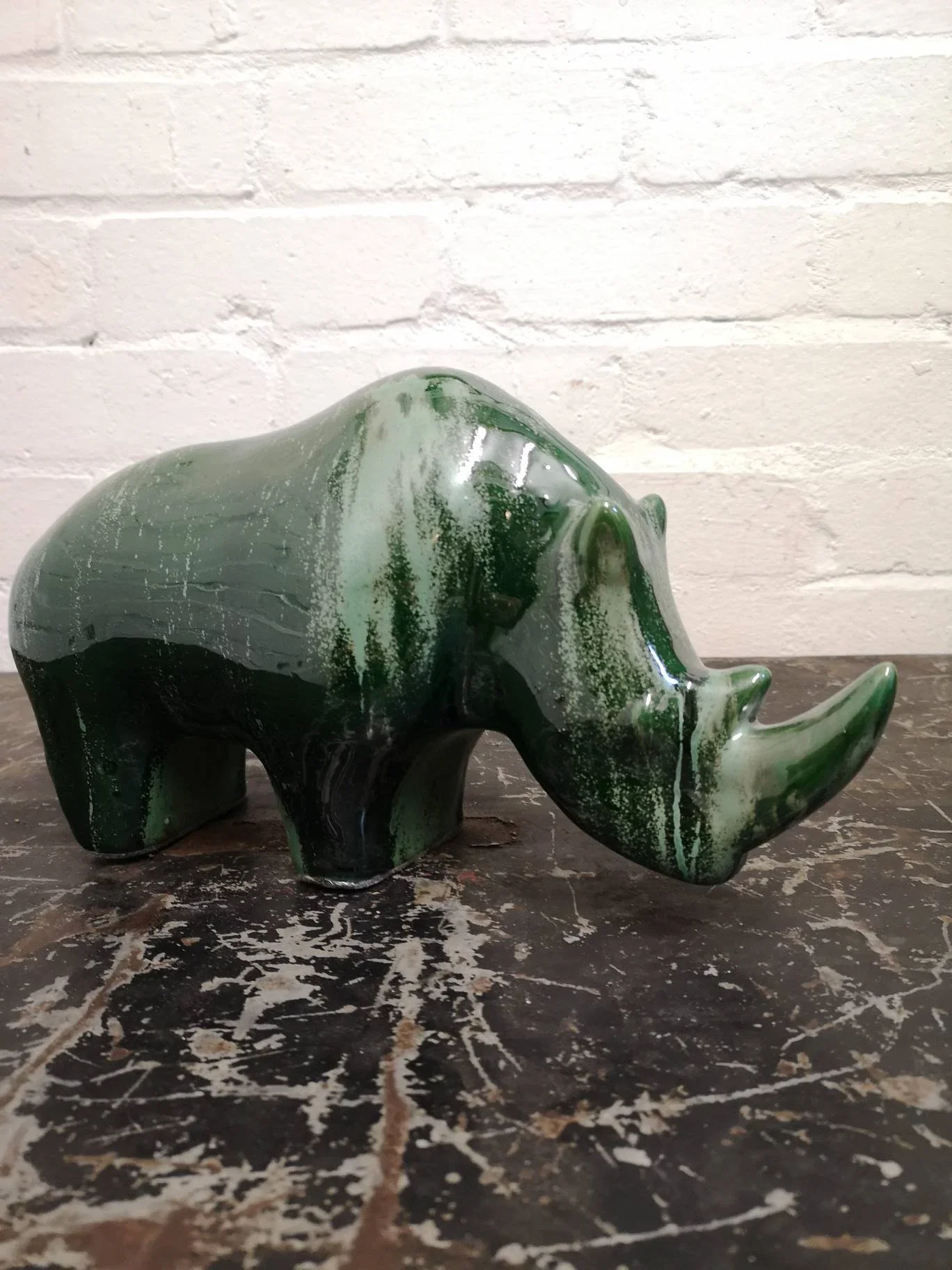 Exclusive Otto Keramik Ceramic Rhino West German Pottery Fat Lava - Image 6