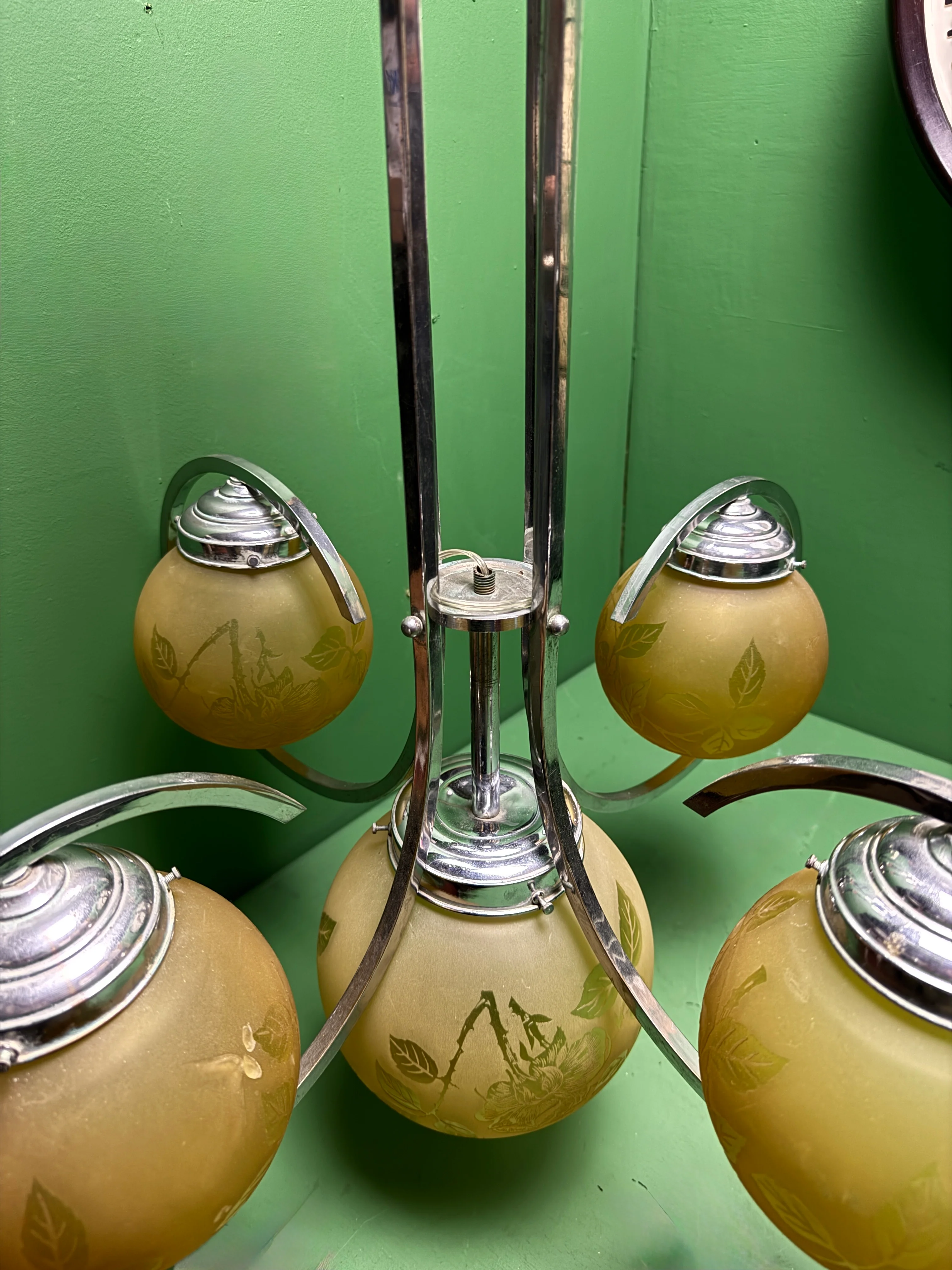 French Art Deco Chandelier Light By Sprat - Image 3