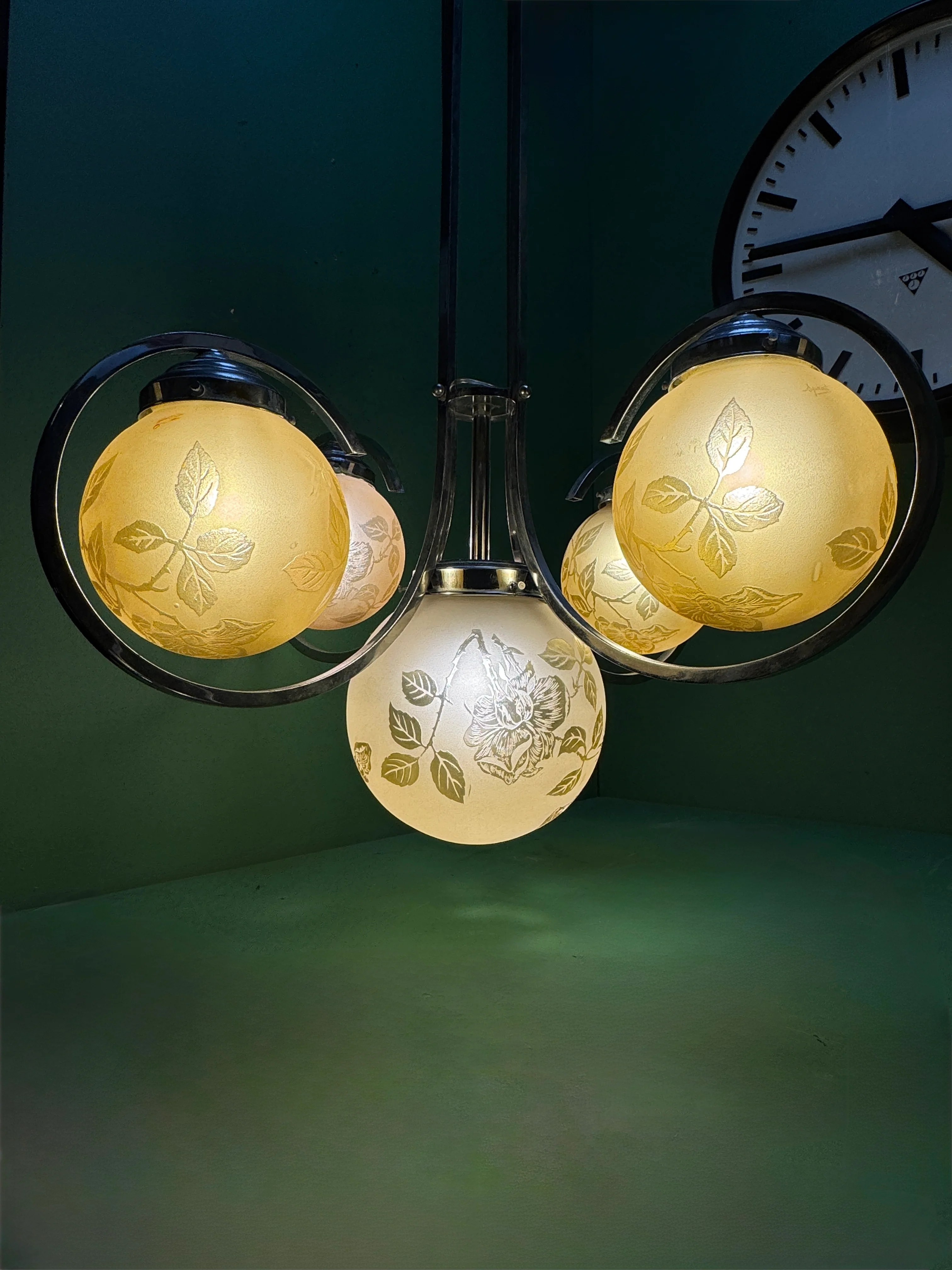 French Art Deco Chandelier Light By Sprat - Image 4